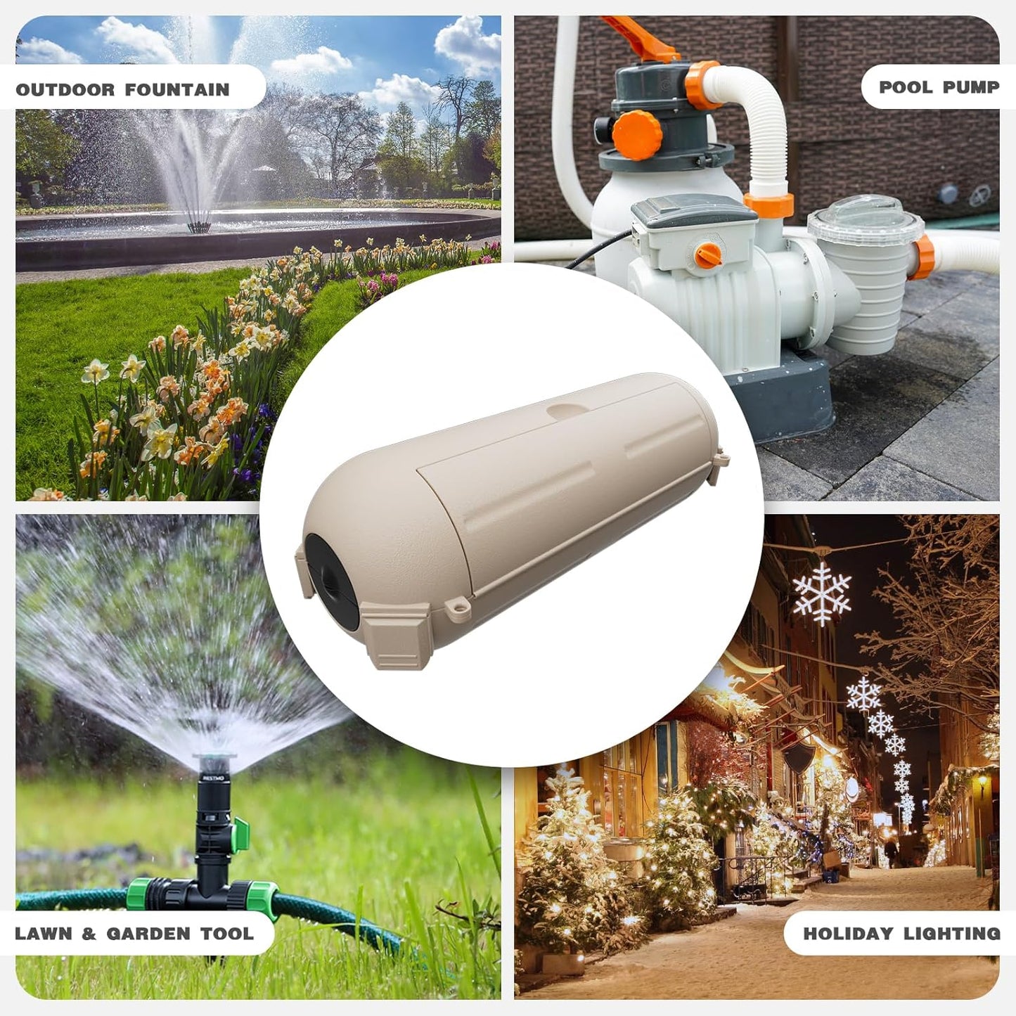 Flemoon [3 Pack] Outdoor Extension Cord Cover Waterproof, Weatherproof Electrical Connection Box for Straight Plug, Outlet, Socket, Halloween, Christmas Holiday Decoration String Light, Almond