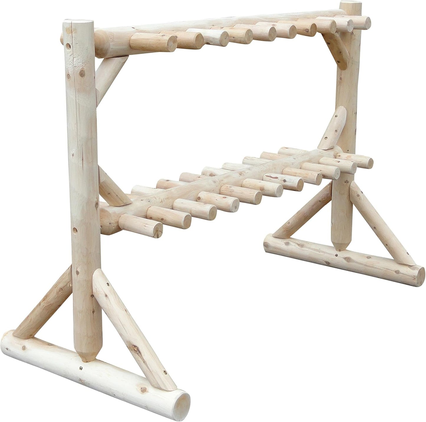 17-Pair Freestanding Skis + Snowboard Log Rack, Standing Shorter Ski Storage Racks, Snowboard Sports Organizer, Ski Poles Garage Sports Equipment Organizer, Rack for Snowboards - Unfinished