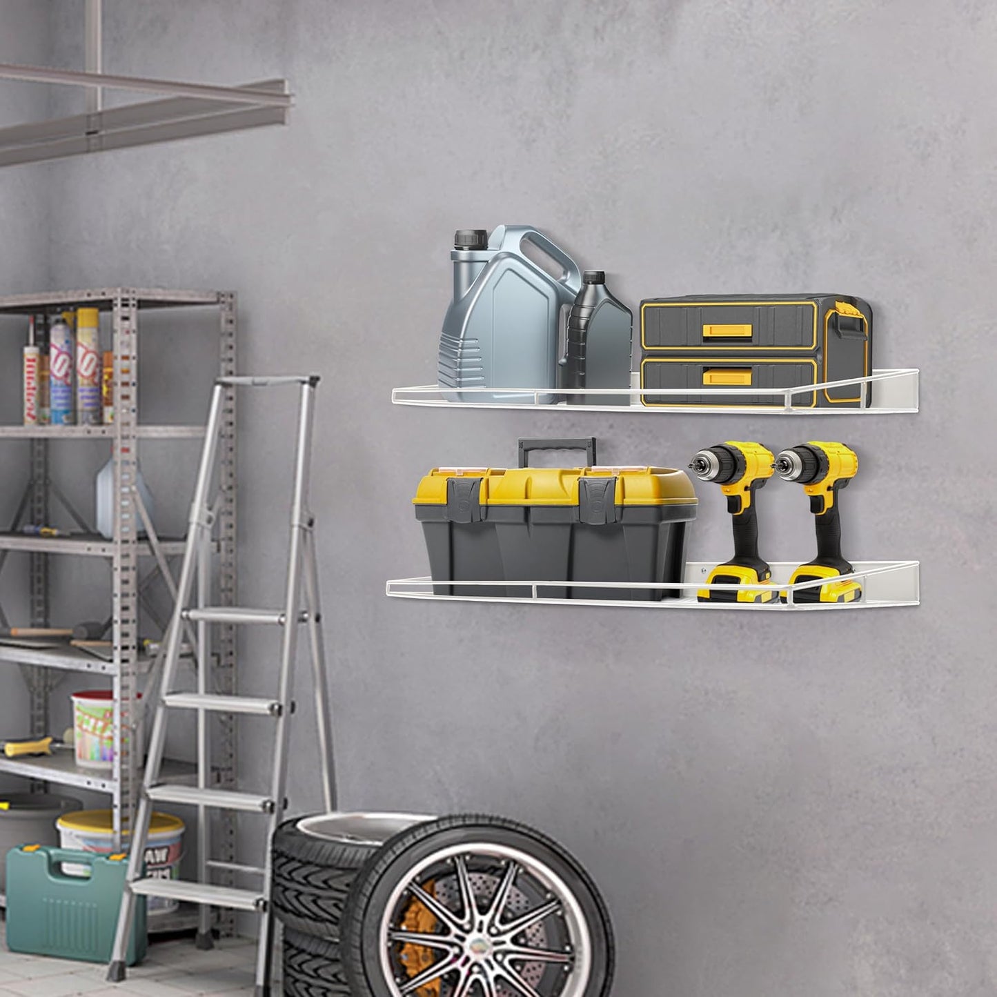 RedCall Heavy-Duty Wall Shelf, 2 Pack Garage Shelf, 23.5" x 12" Large Wall Mounted Shelves for Garage, Laundry Room, Closet, Holds Up to 75 Lbs