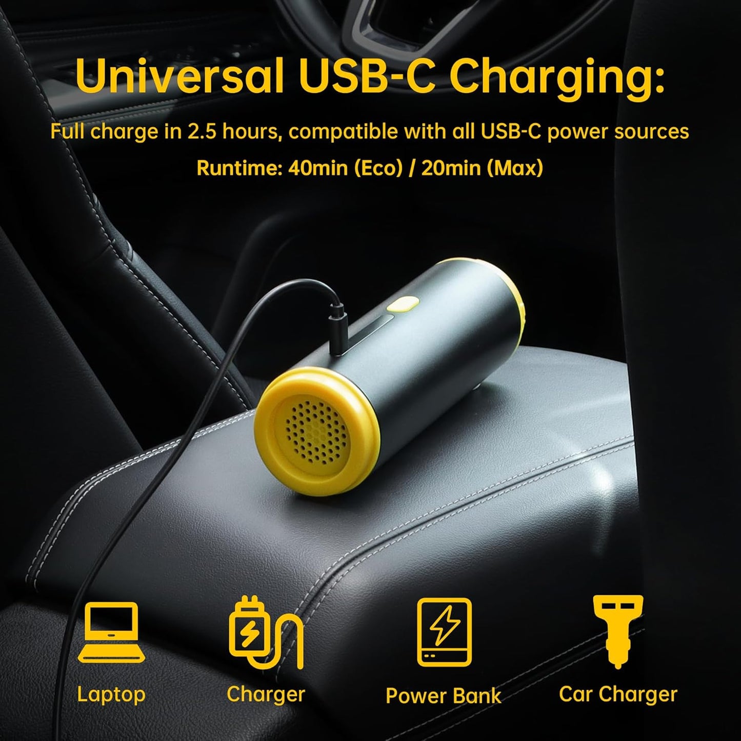 Cros 4-in-1 Mini Cordless Vacuum Cleaner, 21kPa Powerful Suction, Portable Handheld Vacuum for Car & Home, Type-C Rechargeable, Compact & Lightweight