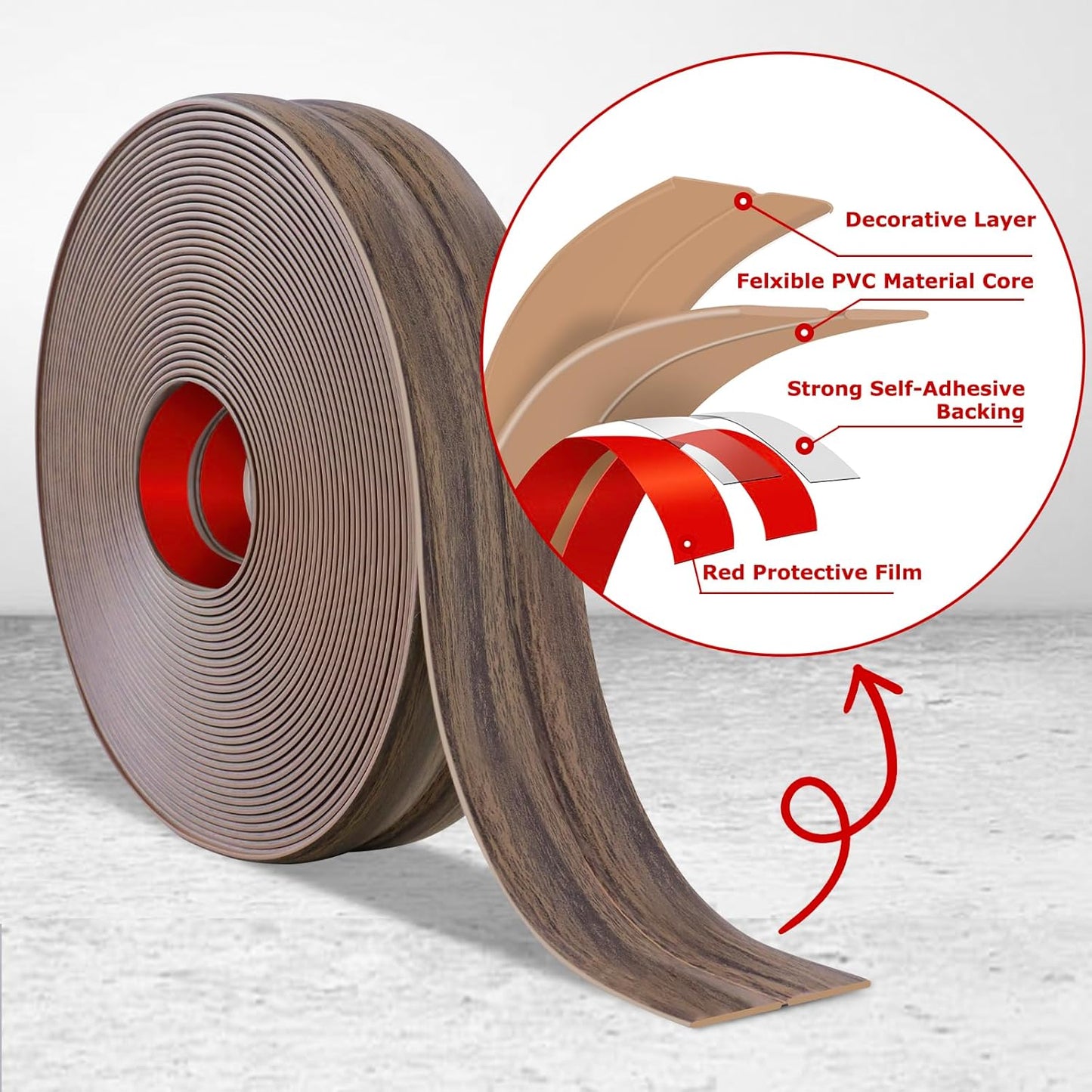 Flexible Wall Corner Protector Moulding Trim Peel and Stick Wall Corner Guards Edge Protector Self Adhesive Molding Trim Strip for Edge Ceiling (Smoked Brown Wood Grain, 2.4 in x 20 Ft)