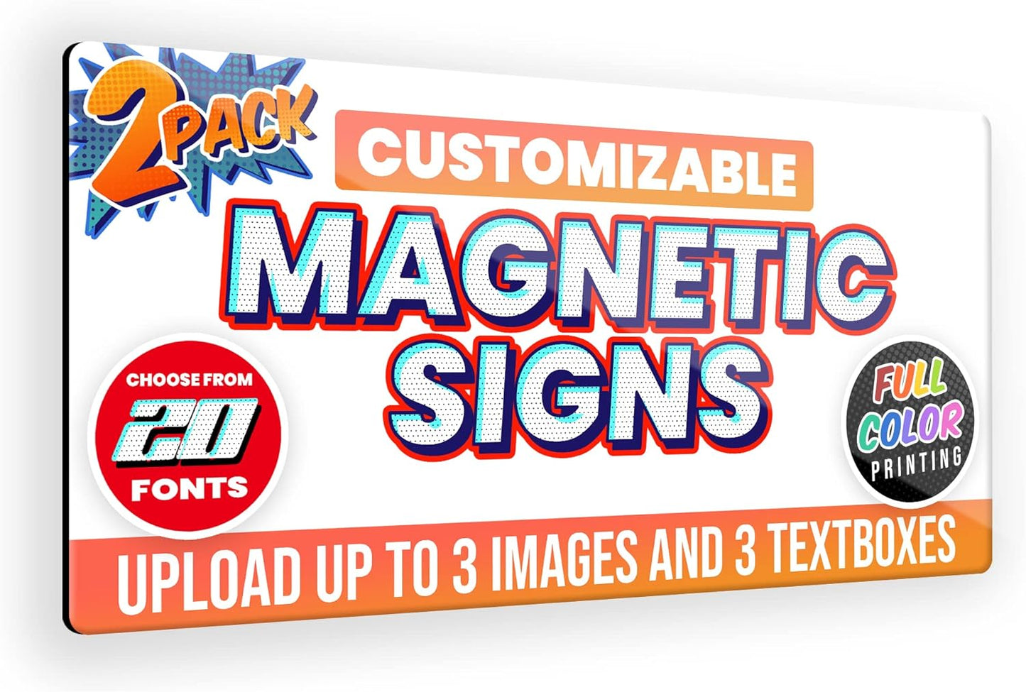 2-Pack,12"x24" Custom Magnet Signs in Full Color for Business and Advertising, 30 mil Customized Vinyl Car Magnets, Personalized Magnetic Sheets for Company Storefront & Vehicles (Rounded Corners)