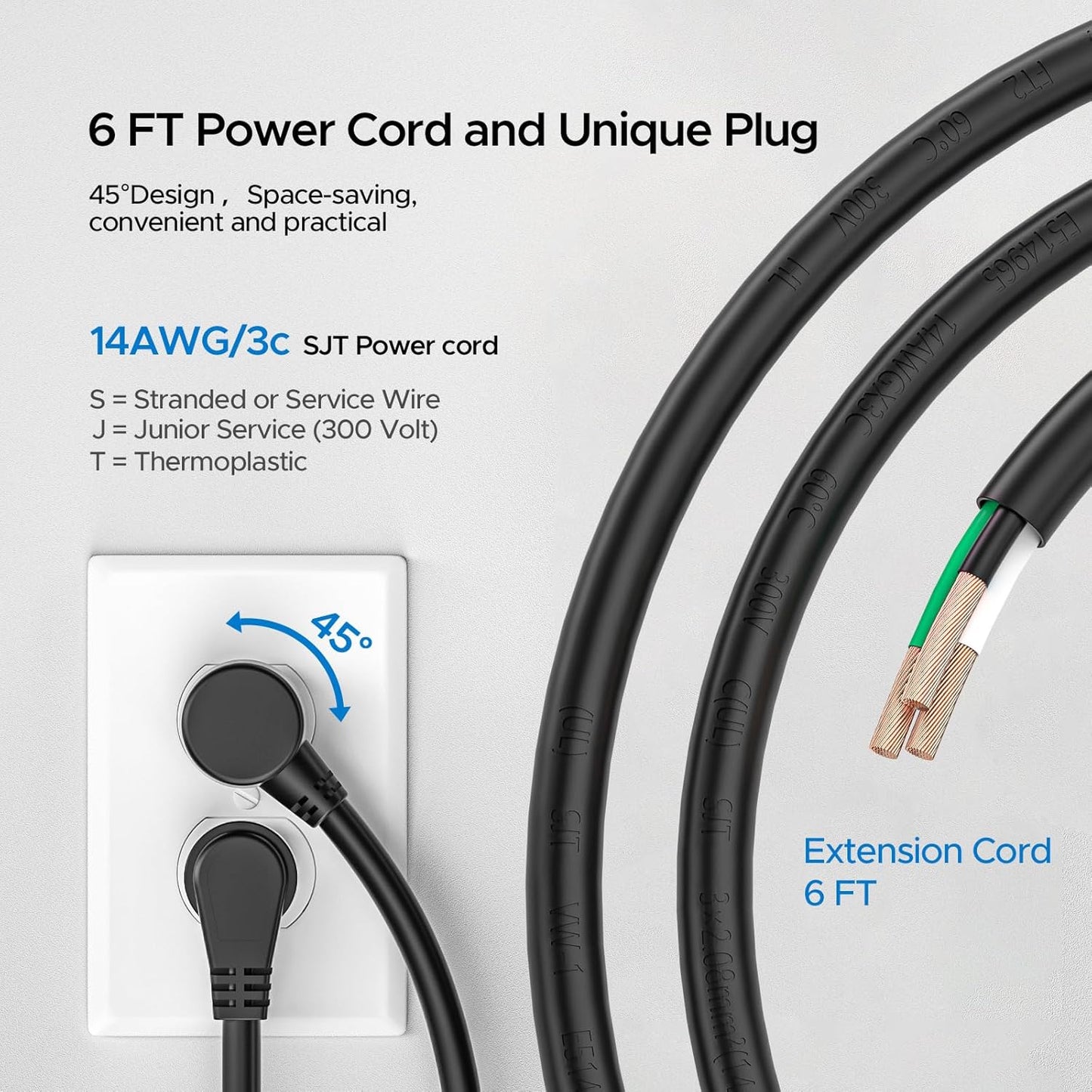 CRST 6 Outlet Surge Protector Power Strip 2100J with Switch, 15A/1875W Metal Heavy Duty Power Strip, Wide Spaced Wall Mount Power Bar for Garage Worshop Home School, 6 FT Cord（ Black+Yellow）
