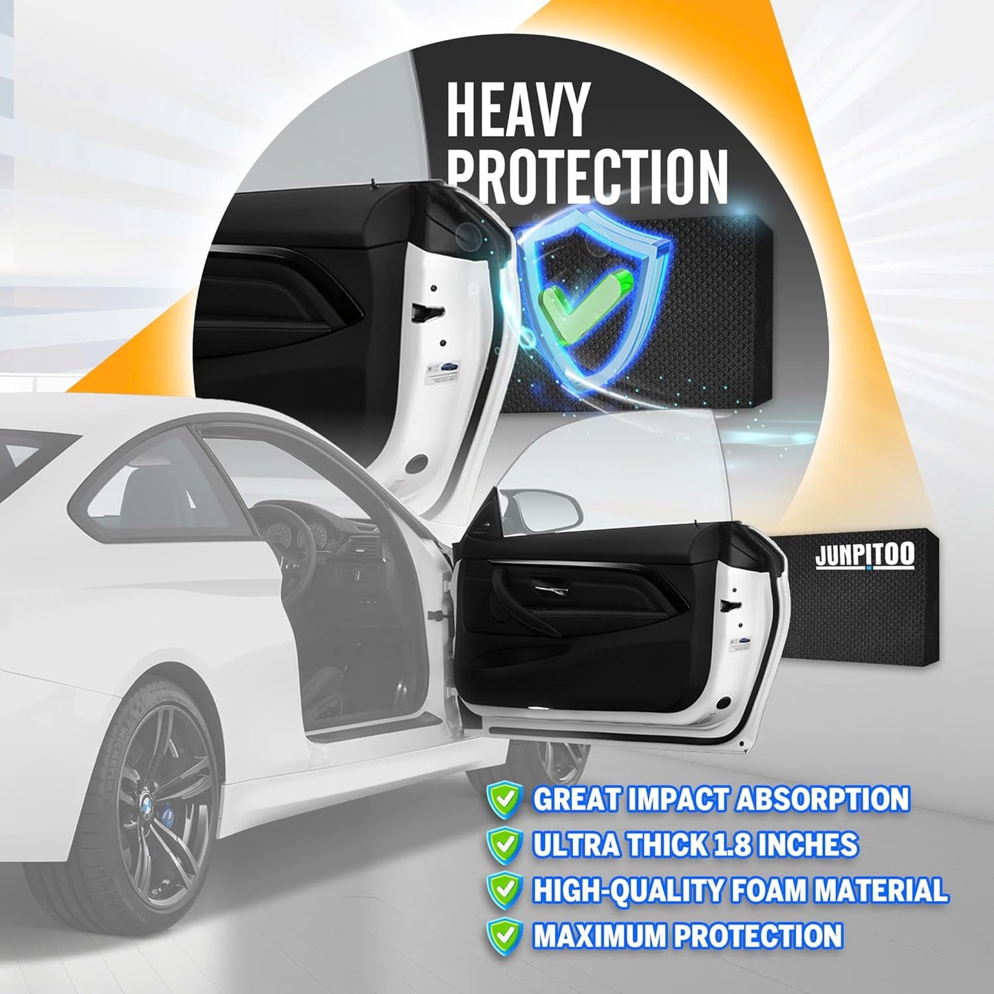 Garage Wall Protectors (4 Pack) - 1.2 Inches Thick Foam Bumper Guards for Car Door Protection, Scratch Resistant, Waterproof & Easy to Install, Heavy-Duty Garage Parking Safety Shields for Walls