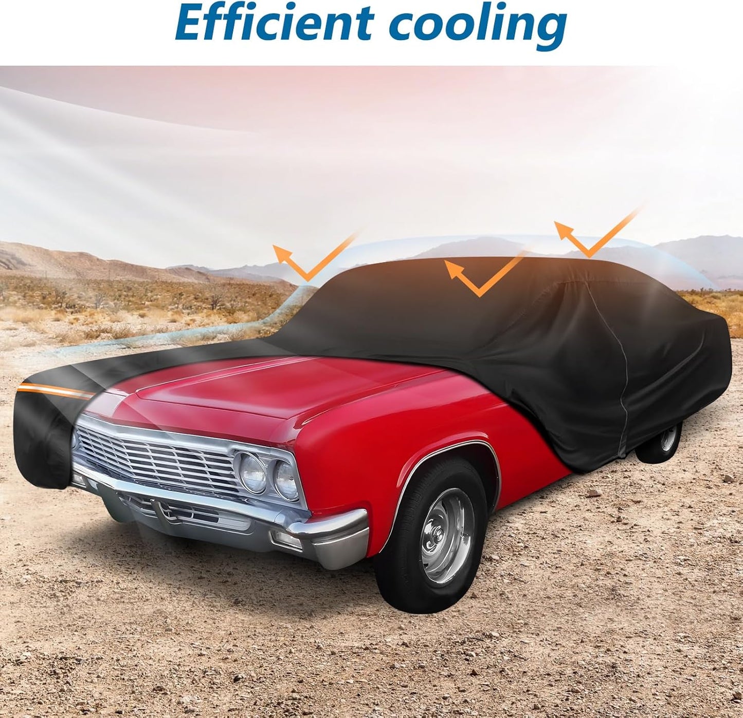 Car Cover for Chevy Caprice 2/4 Door Biscayne/Coupe/Sedan 1966-1996, Waterproof 210D Oxford Cloth and Cotton Cover Outdoor Full Car Covers with Zipper Windproof Heavy Duty All Weather Protection