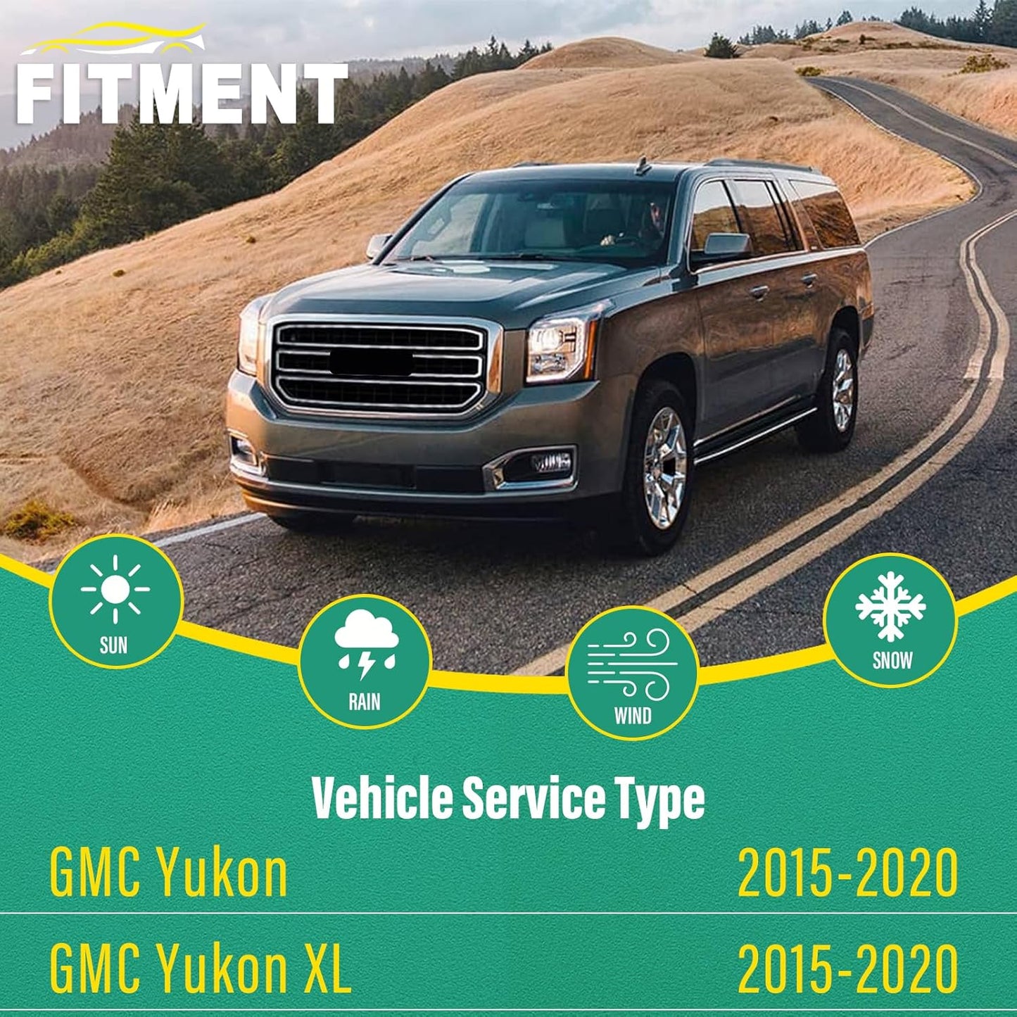 22" 22" 13" Windshield Wiper Blades Replacement for GMC Yukon/Yukon XL 2015 2016 2017 2018 2019 2020 Premium All Weather Front Rear Wipers Set - OEM Quality (Pack of 3)