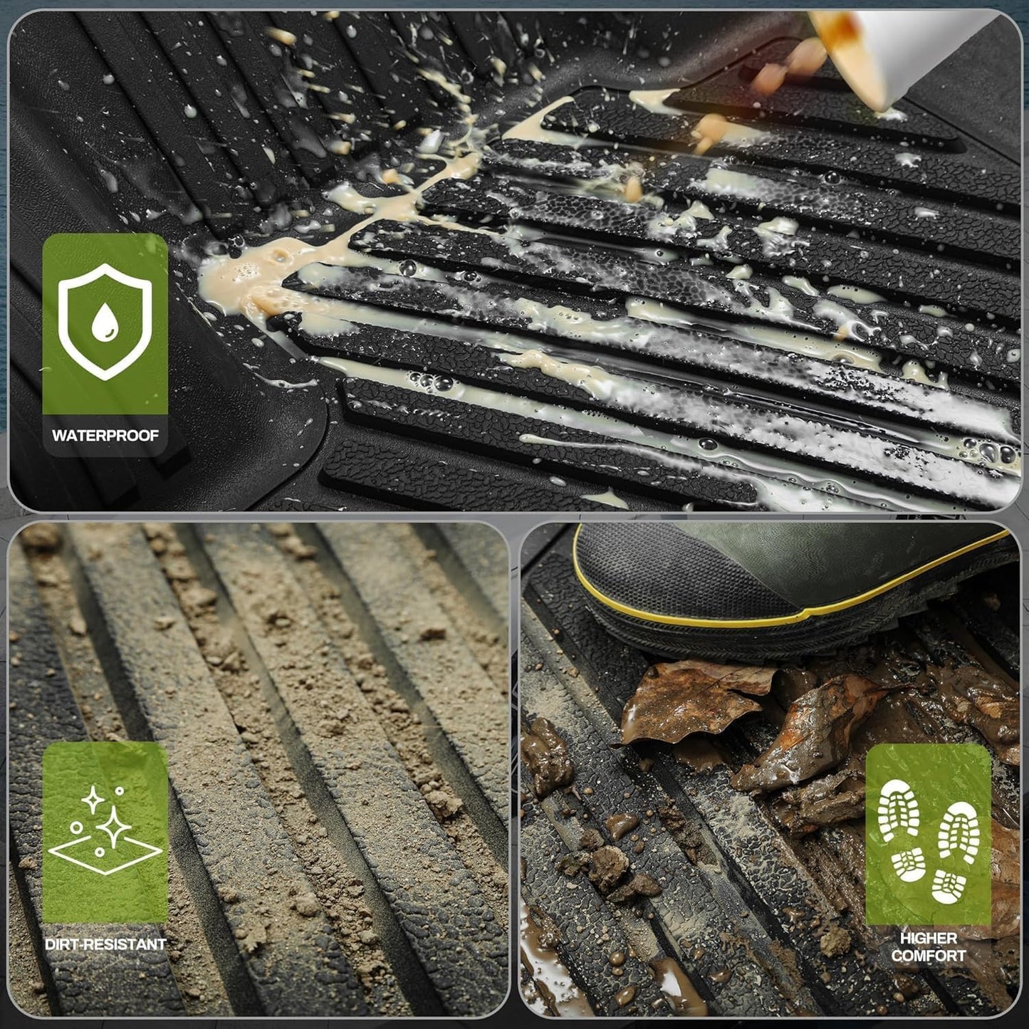 Floor Mats Fit for 2019-2025 Chevy Silverado 1500/GMC Sierra 1500, Car Mats for 2020-2025 Chevrolet Silverado/GMC Sierra 2500HD/3500HD Crew Cab Floor Liners with Factory Carpeted Storage, Black