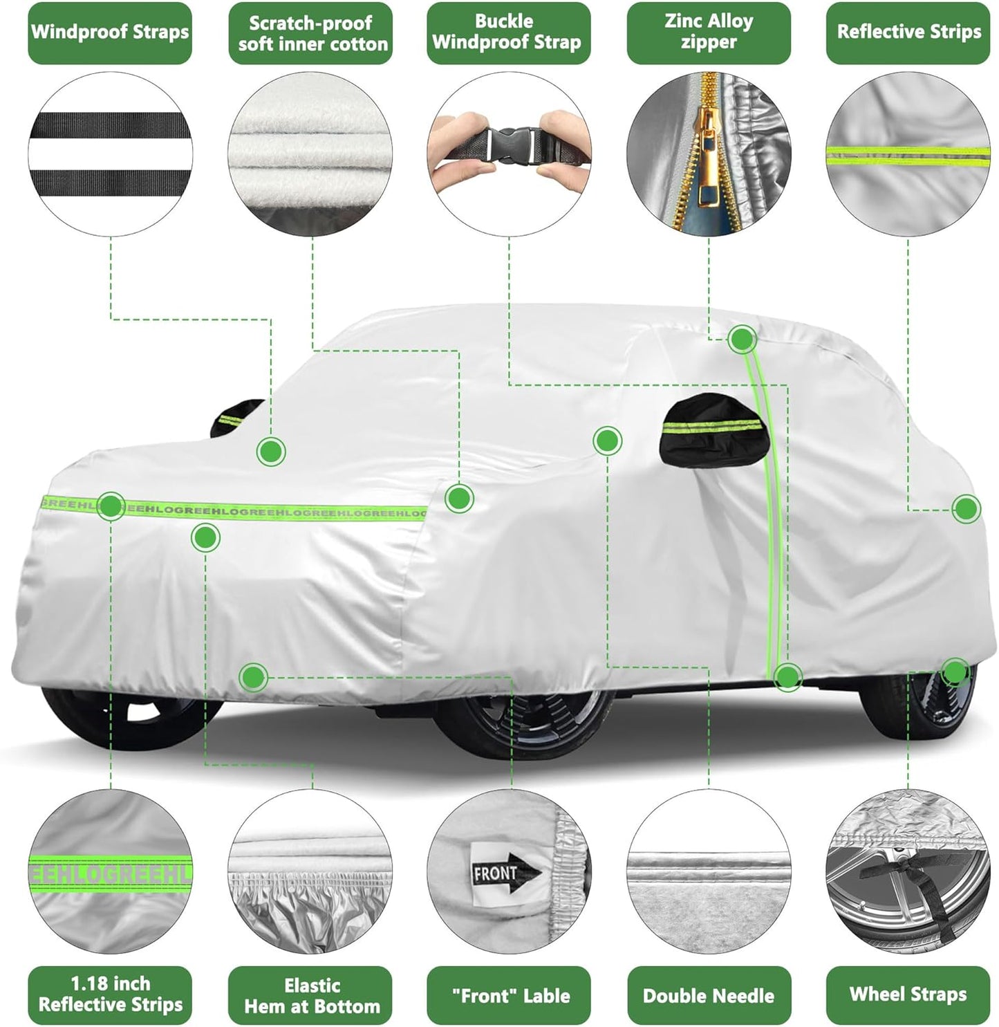 Car Cover for 2014-2025 Mini Cooper/Cooper S/Hardtop/Clubman/Countryman 4 Door,Full Exterior Car Covers for Automobile All Weather Waterproof Heavy Duty,Zipper/Cotton UV Proof Custom fit【210T Taffeta】