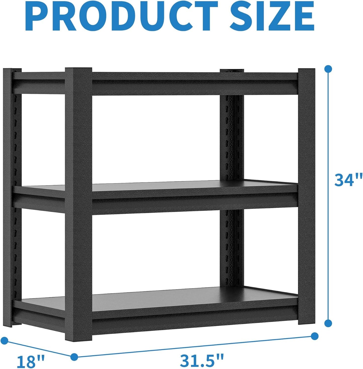 3 Tier Metal Shelving Unit, Aquarium Shelf System, Small Storage Organizer Racks for Basement Garage Laundry Utility Shelving (Black)
