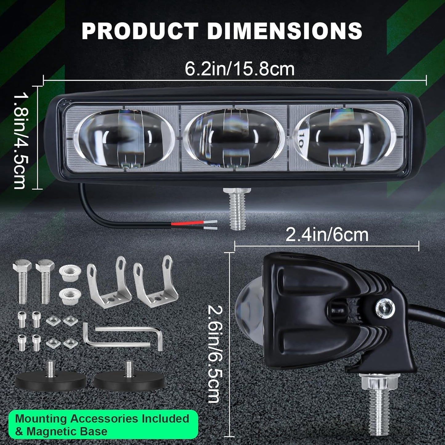 2Pcs Forklift Safety Light Green, 30W Straight Line Forklift and AGV Safety Indicator Warehouse Hazardous Area Warning Light for Warehouse and Industrial Use (DC 10-100V)