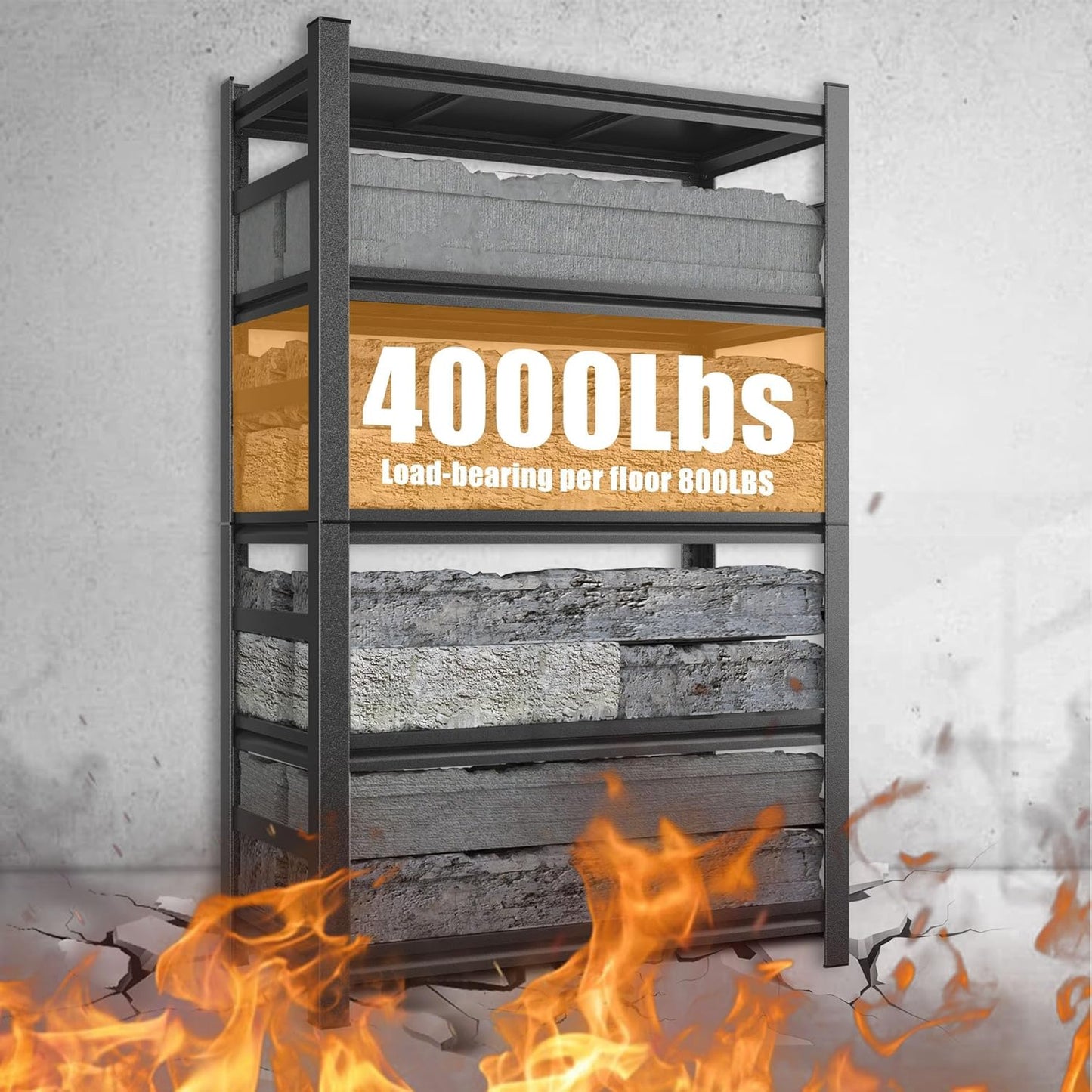 87" H Garage Shelving 3000LBS Capacity Heavy Duty Storage Shelves, Adjustable 5 Tier Metal Industrial Shelf for Kitchen, Utility Room, Warehouse and Basement,24" Dx47 Wx87 H, Black