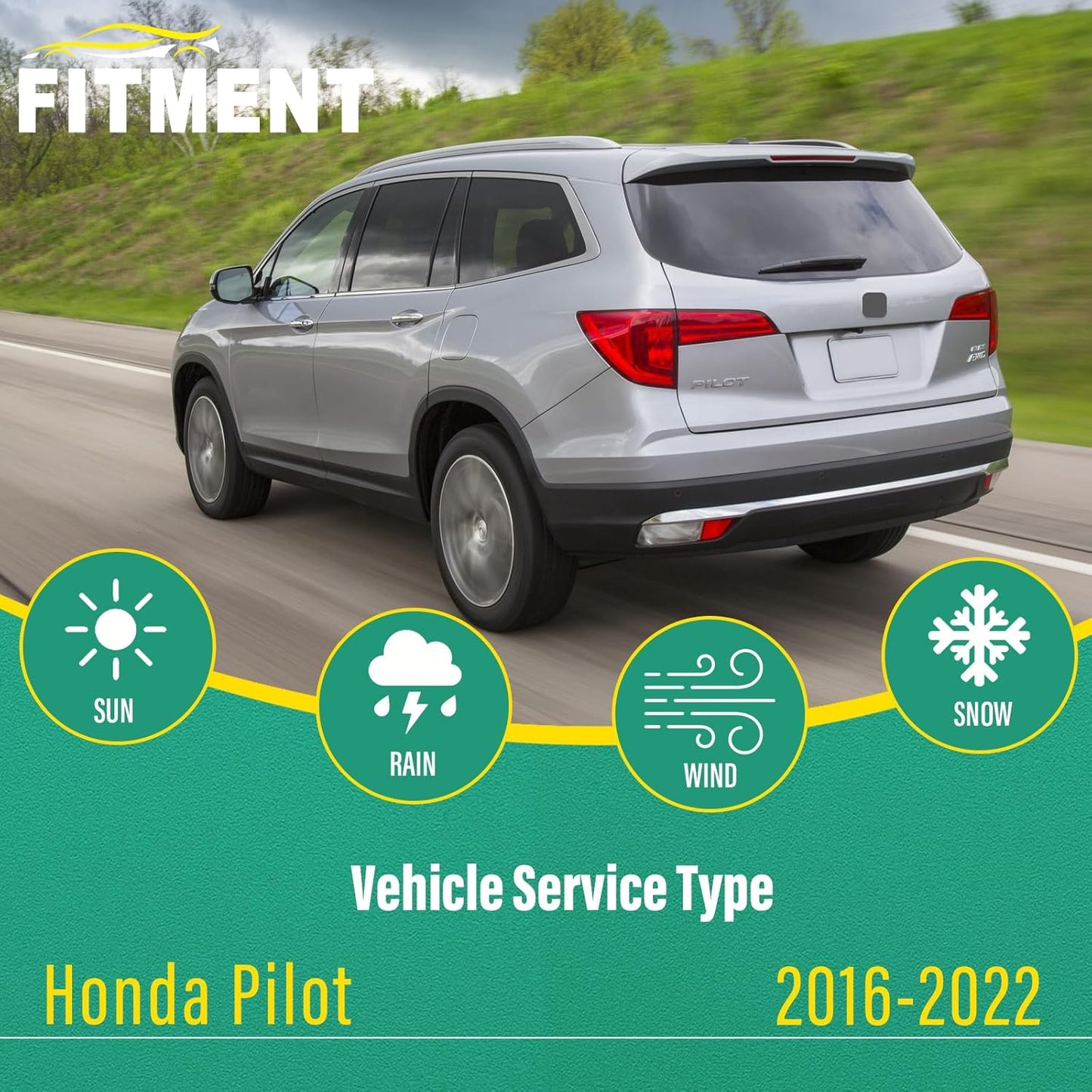 26" 24" 14" Windshield Wiper Blades Replacement for Honda Pilot 2016 2017 2018 2019 2020 2021 2022 Premium All Weather Front Rear Wipers Set - OEM Quality (Pack of 3)