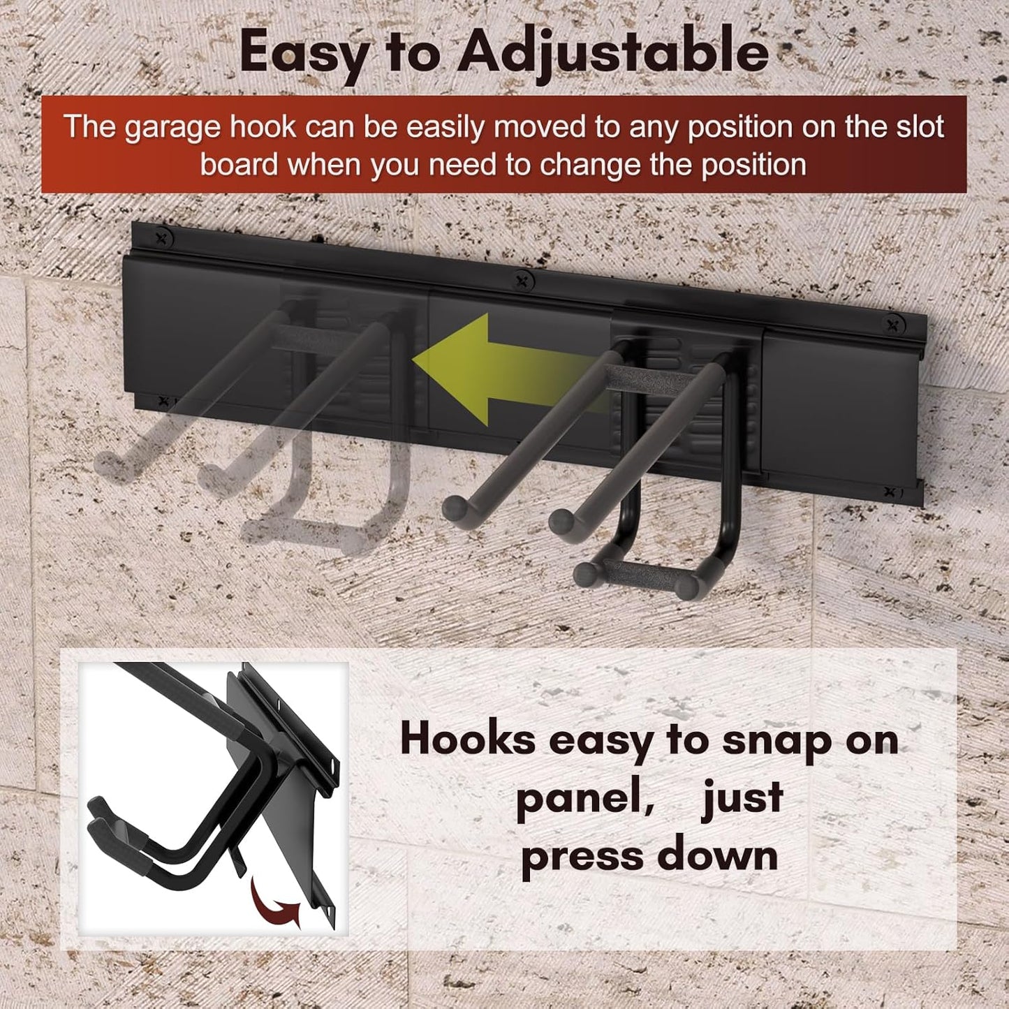 Garage Tool Organizer Wall Mount,Garden Tools Rack Holder,64 Inch Storage Hanger with Removable Heavy Duty Hooks