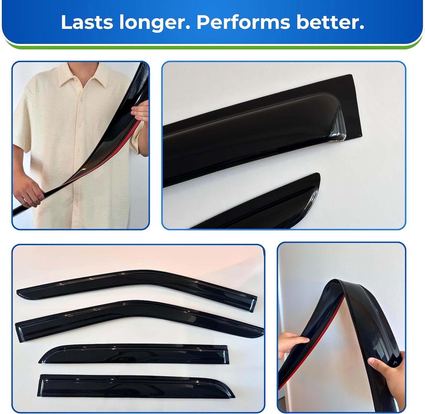 KPY Window Visor Compatible with Ford Focus Sedan 2008-2011 (Excludes Hatchback), 4PC Rain Guard Side Window Vent Deflectors Tape-On Mugen Style, 2008 2009 2010 2011