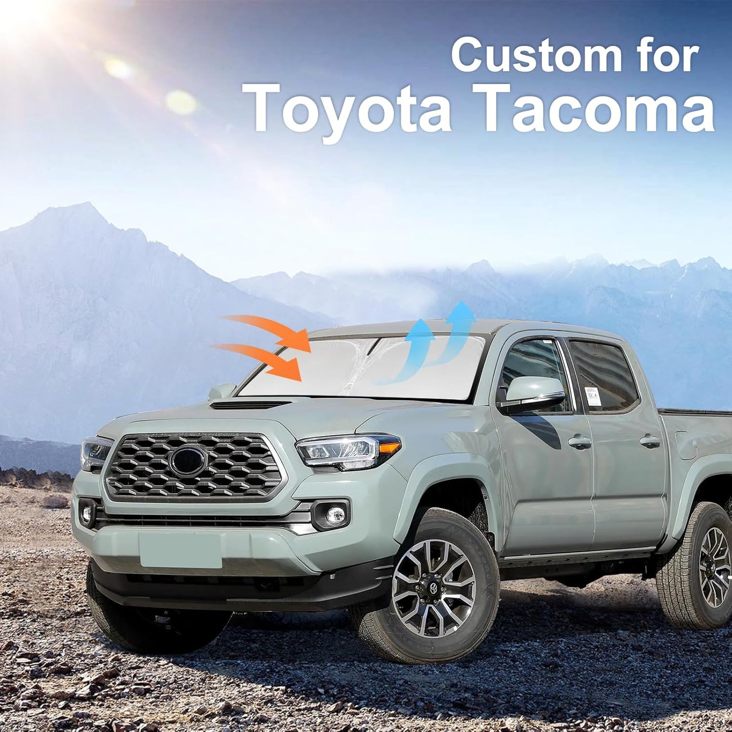 for Toyota Tacoma 2016-2023 2024 2025 2026 Sun Shade Sunshade Windshield Cover - 4 Layers Front Window Shade Custom Fit Tacoma 2Dr 4Dr Pickup Sun Visor 240T Shade Blocks UV Rays Car Accessories