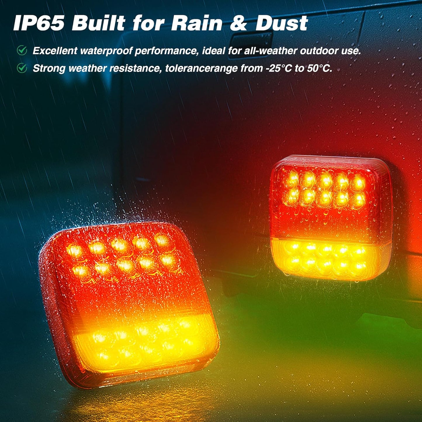 Wireless Magnetic Trailer Lights – Rechargeable LED Trailer Light Kit with Turn, Brake, Stop Lights, No Wiring Needed - Portable Wireless Lights for Truck, RV, Boat, Camper, Caravan, Utility Trailers