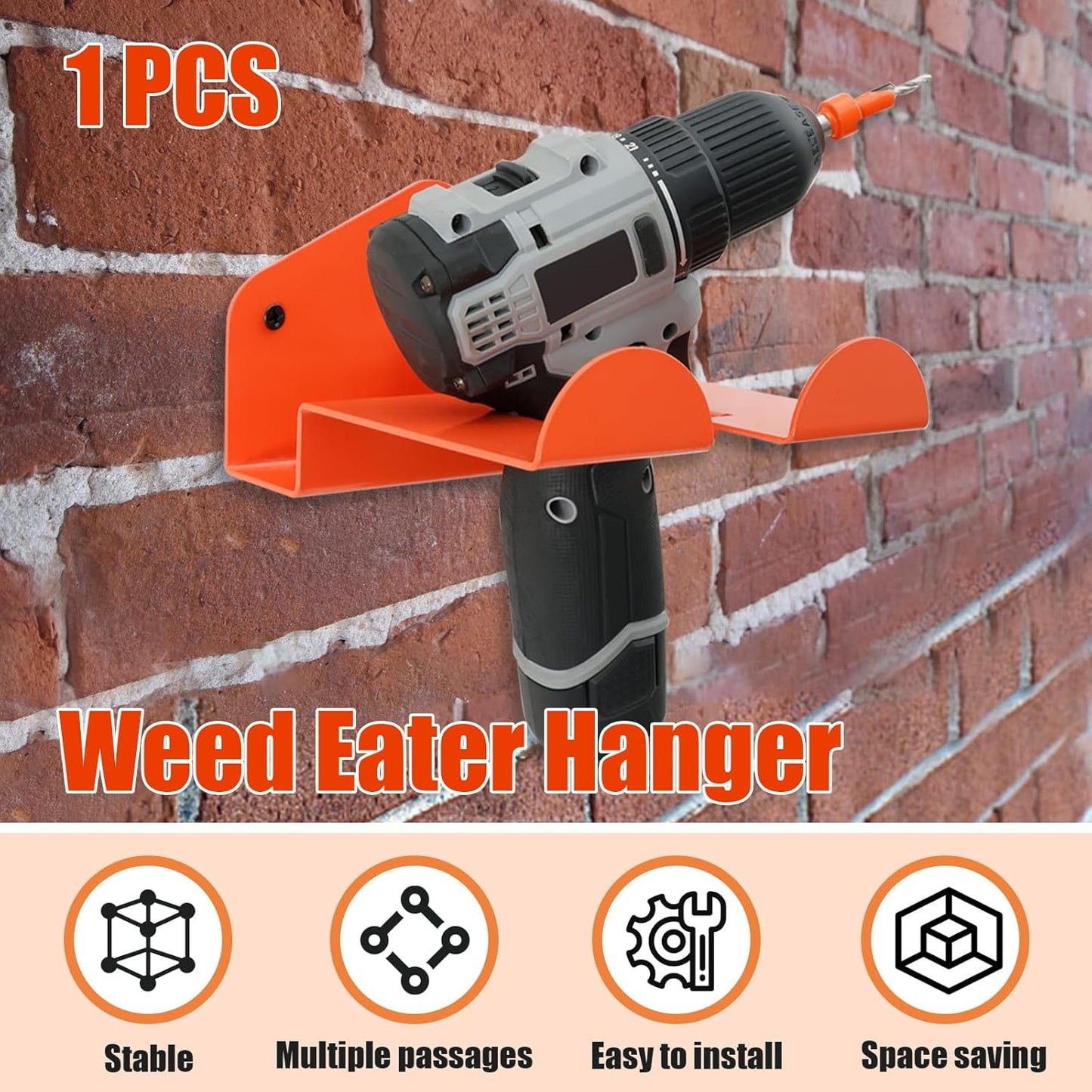 Weedeater Hanger Wall Mounted Grass Trimmer Rack Heavy Duty Garden Tool Hanger Steel Weed Whackers Holder Hedge for Grass Garden Tools