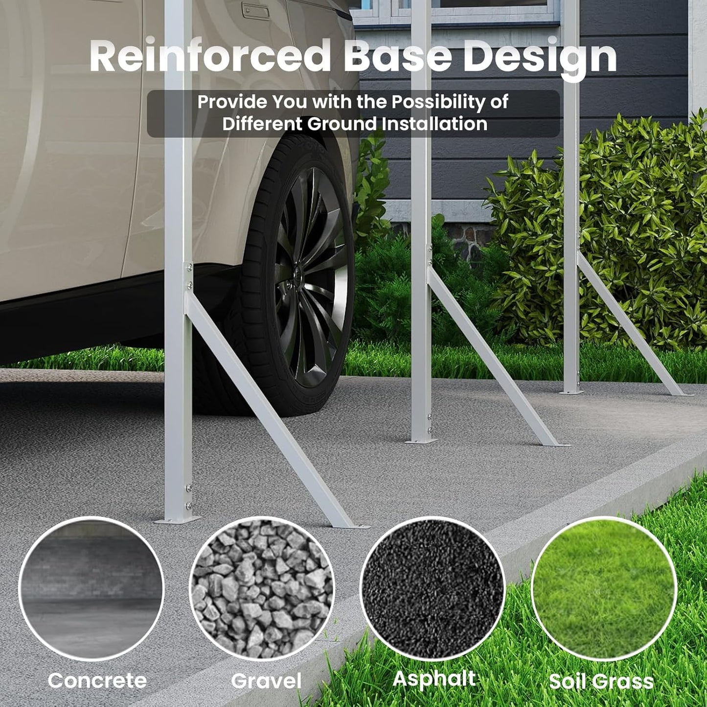 20x20 Carport, Heavy Duty Metal Car Port, All-Weather Protection, Easy Assembly for Cars, Trucks, Boats, Tractors, and Outdoor Storage, White