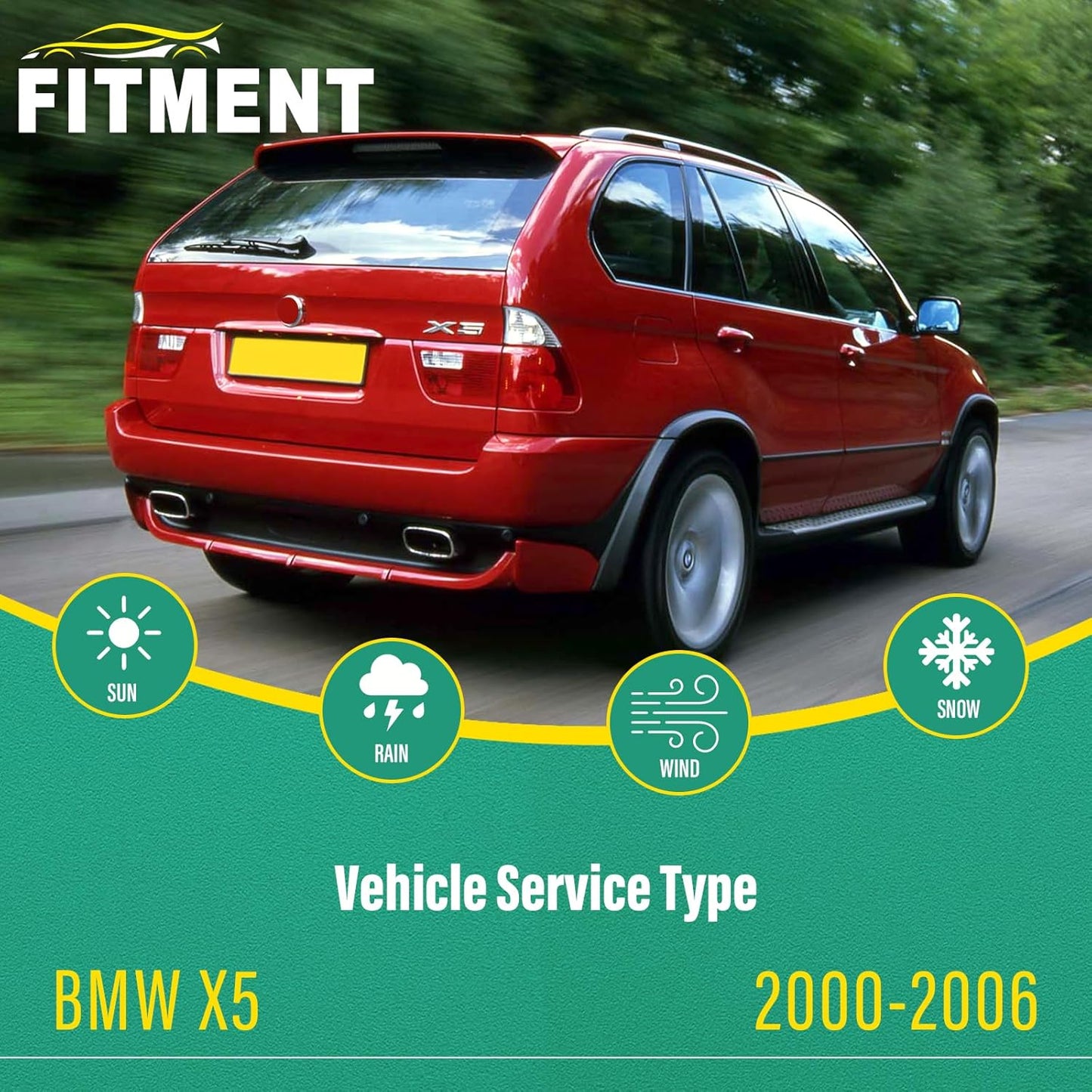 24" 22" 18" Windshield Wiper Blades Replacement for BMW X5 2000 2001 2002 2003 2004 2005 2006 Premium All Weather Front Rear Wipers Set - OEM Quality (Pack of 3)