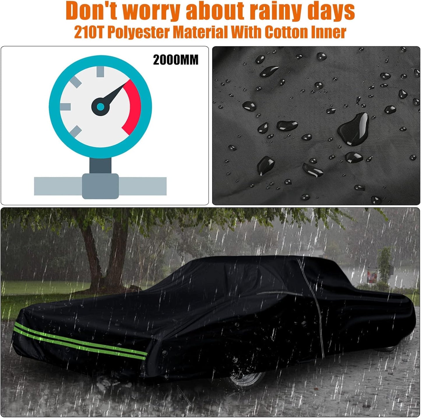 Waterproof Car Cover Compatible with Chevrolet Impala/Bel Air/Biscayne 1958-1970 2/4 Door Sedan/Couple/Hardtop 210T All Weather Classic Car Covers with Zipper Door for Snow Rain Protection