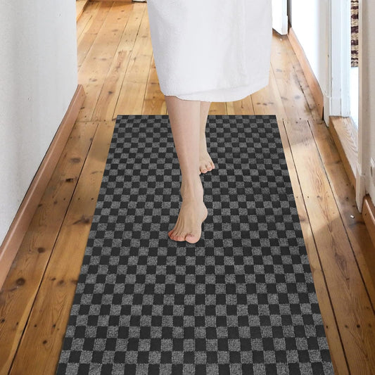 Custom Size Backed Non-Slip Area Rugs Runner, Easy Clean, Waterproof Runner Rugs for Hallway Entryway, Kitchen, Laundry, 3FT x 14FT, Gray Checkered