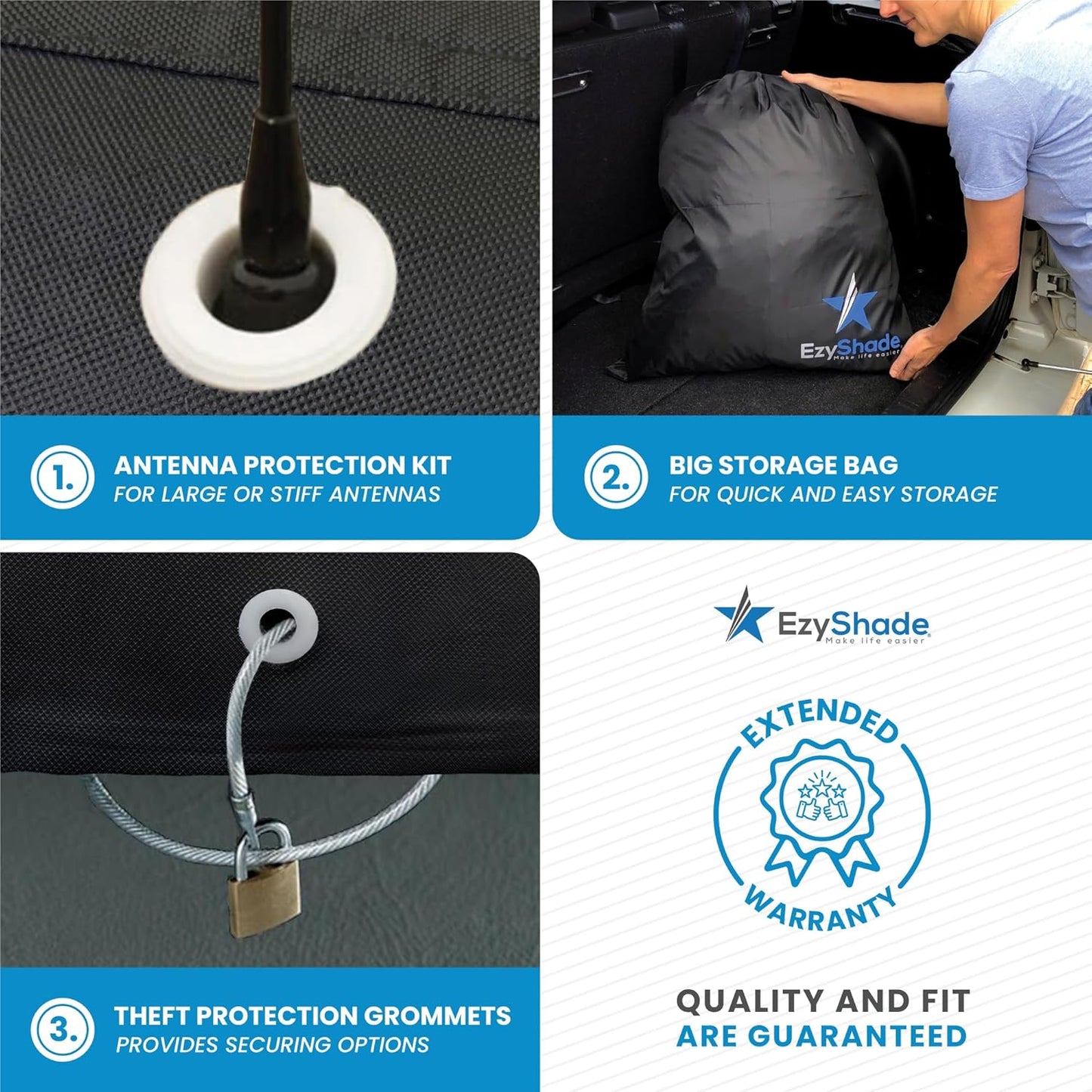 EzyShade 10-Layer Truck Cover Waterproof All Weather. See Vehicle Size-Chart for Accurate Fit. Outdoor Pickup Truck Covers - Ranger Frontier Tacoma. Sun Snow Rain. Black, Size T1 (See SizeChart)