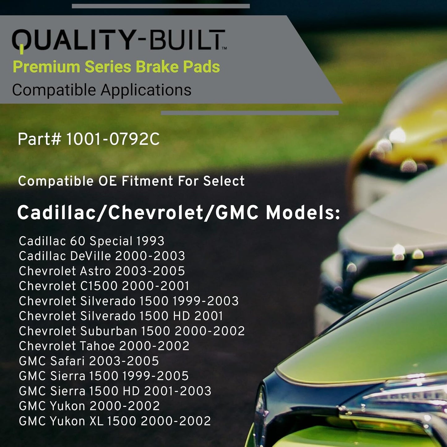 Premium Ceramic Rear Brake Pads (1001-0792C) Compatible with 1993-2005 Cadillac/Chevrolet/GMC (60 Special/Astro/C1500/DeVille/Safari/Sierra/Silverado/Suburban/Tahoe/Yukon & More)