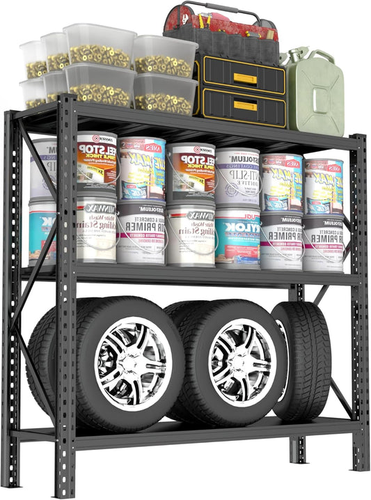 Heavy Duty 5-Tier Metal Shelving Unit with Adjustable Heights - 67" W x 63" H x 19.6" D, 4500 lbs Load Capacity - Industrial Garage Storage Solution for Workshop, Basement, and Home Organization