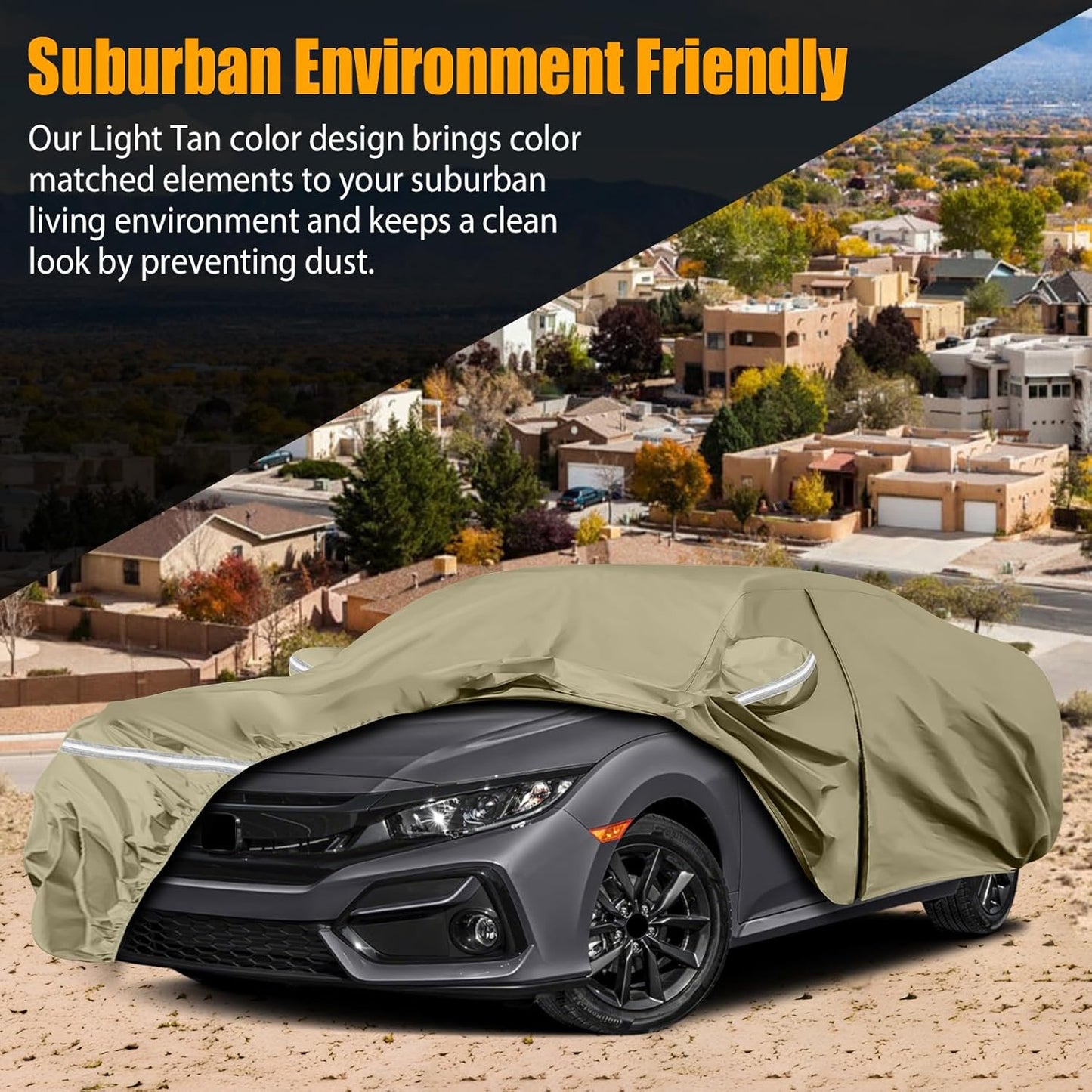Waterproof Car Covers Replace for 2011-2025 Honda Civic, Multilayer Heavy Duty with Cotton Liner All Weather Custom-fit Car Cover with Zipper Door, Windproof Bands for Snow Rain Dust Protection