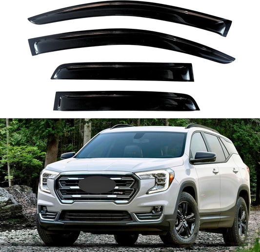 KPY Window Visor Compatible with GMC Terrain 2018-2023, 4PC Rain Guard Side Window Vent Deflectors Tape-On Style, 2018 2019 2020 2021 2022 2023