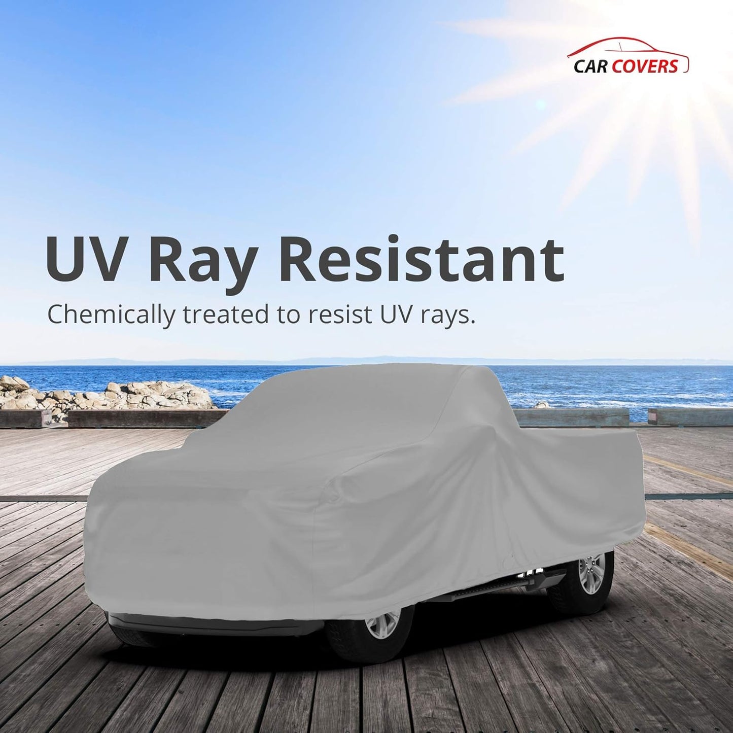 Car Covers Weatherproof Max Truck Cover & Warranty Compatible with Ford 1957-1983 F-100 Regular Cab, 8 with Camper Shell– Outdoor Cover, Prevents Theft with Cable Lock