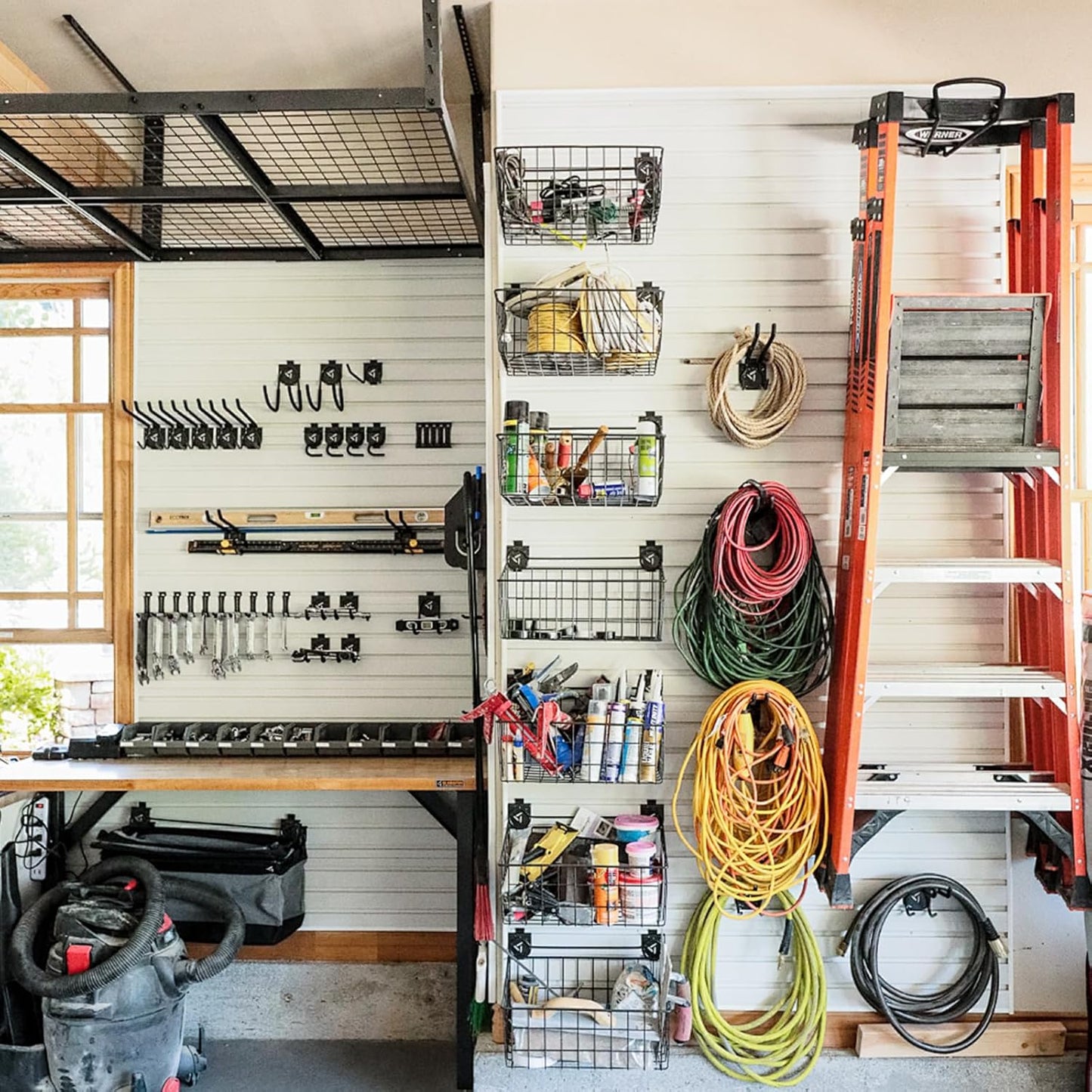 HOME MASTER HARDWARE Heavy Duty 9" Jumbo Arm Garage Wall Hooks 4 Pack – 50Lbs Ladder Hangers, Wall Mount Utility Storage for Bikes, Folding Chairs, Kayaks & Bulk Items