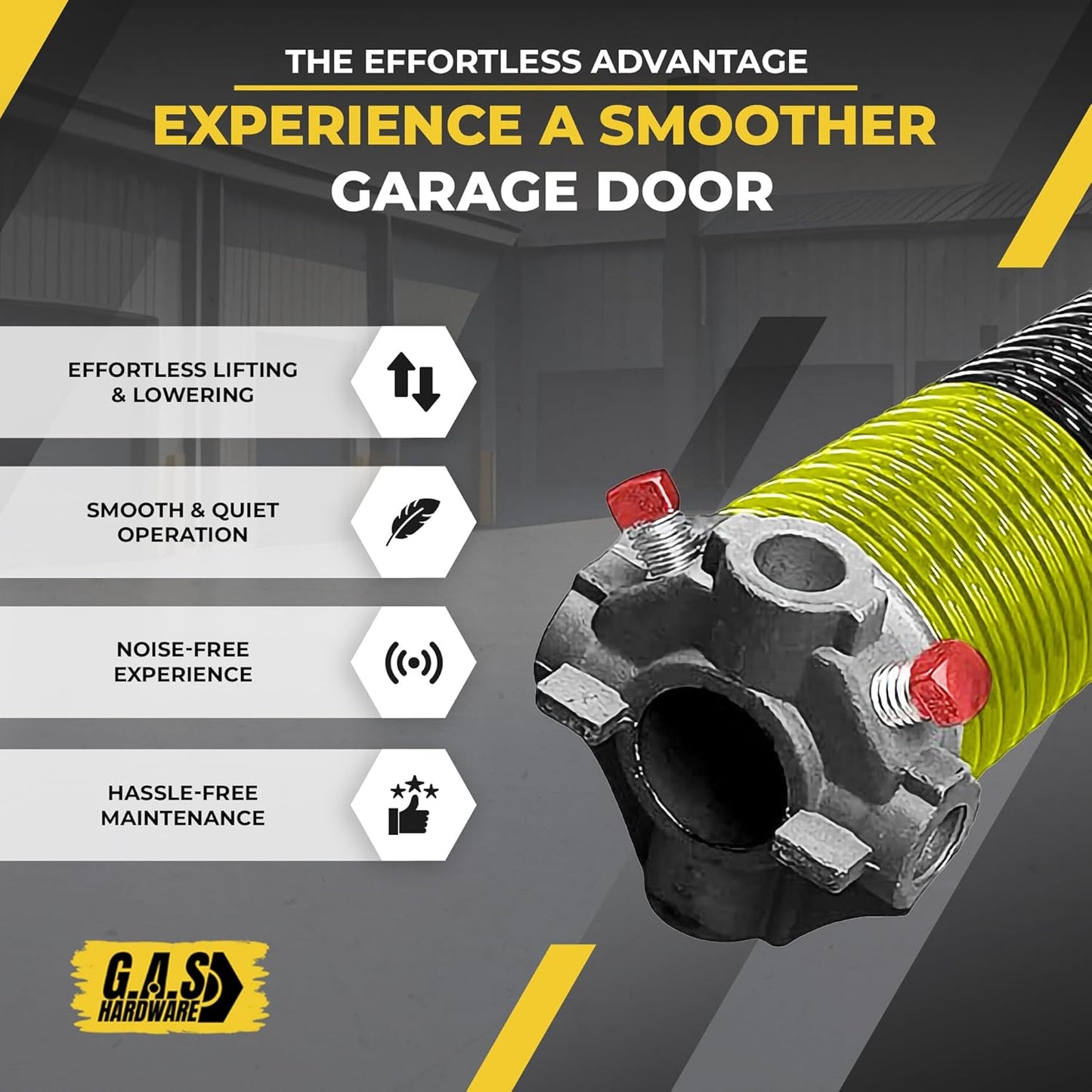 Garage Door Torsion Spring 207x1.75x24 Includes 1” Steel Bearing, Gloves, Manual, and Winding Bars for Right Side of Garage Door Precision E-Coating 5-Year Warranty Min. 30,000 Cycles (Black Cone)