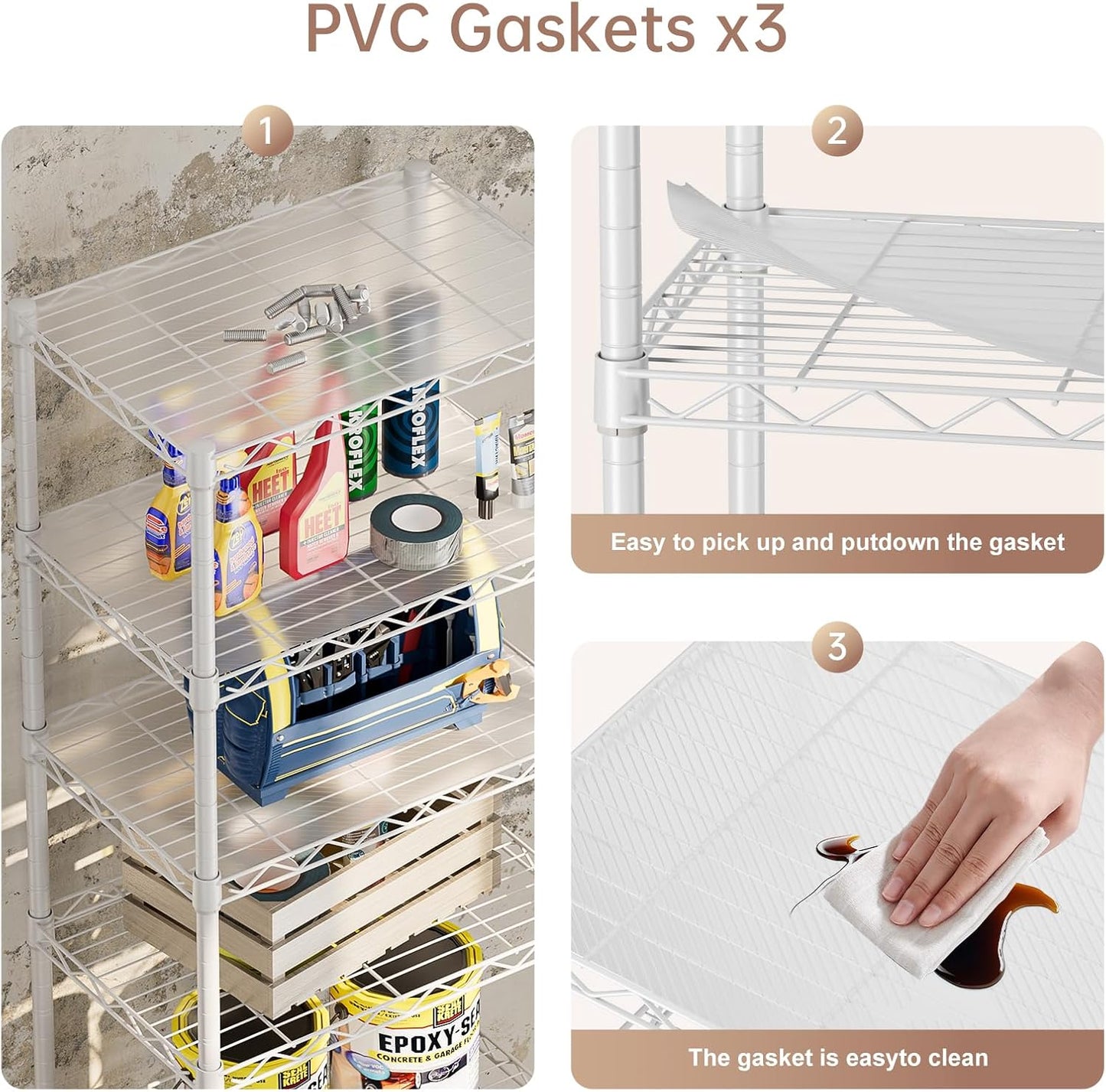 SINGAYE 5 Small Wire Shelves Kitchen Pantry Close Home Organizers and Storage Bathroom Shelf Laundry Room Organization Adjustable Book Metal Garage Shelving Unit