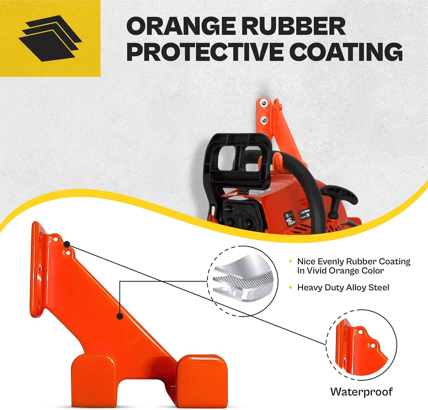 2 Pack Heavy Duty Chainsaw Wall Mount Holder – Chainsaw Hanger Rack for Garage Organization – 150lbs Capacity, Anti-Scratch Pads, 10 Gauge Steel, Storage for Chainsaw Accessories and Tools