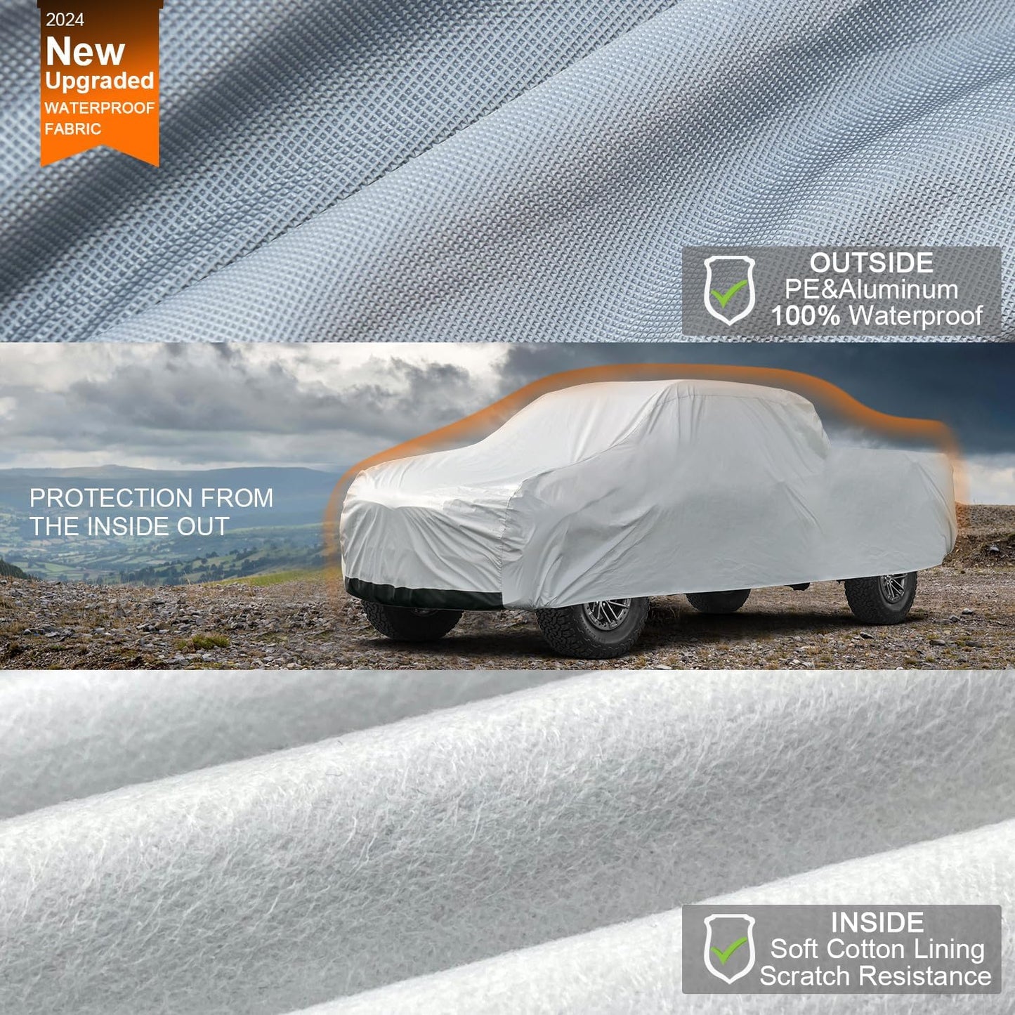 Kayme 6 Layers Truck Cover Waterproof All Weather, Sun Uv Rain Protection Heavy Duty Outdoor Pickup Cover, Universal Fit (Length Up to 242 inch) XL