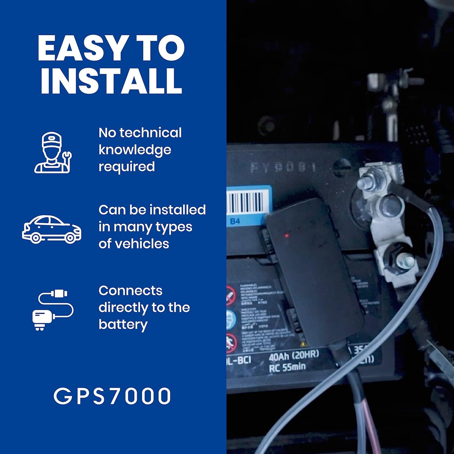 GPS7000-4G Hidden GPS Tracker for Vehicles | 12 Months of Service Included | Easy Self-Installation | After The 12 Months Included in The Service, You can Choose to Subscribe | No Hidden Fees