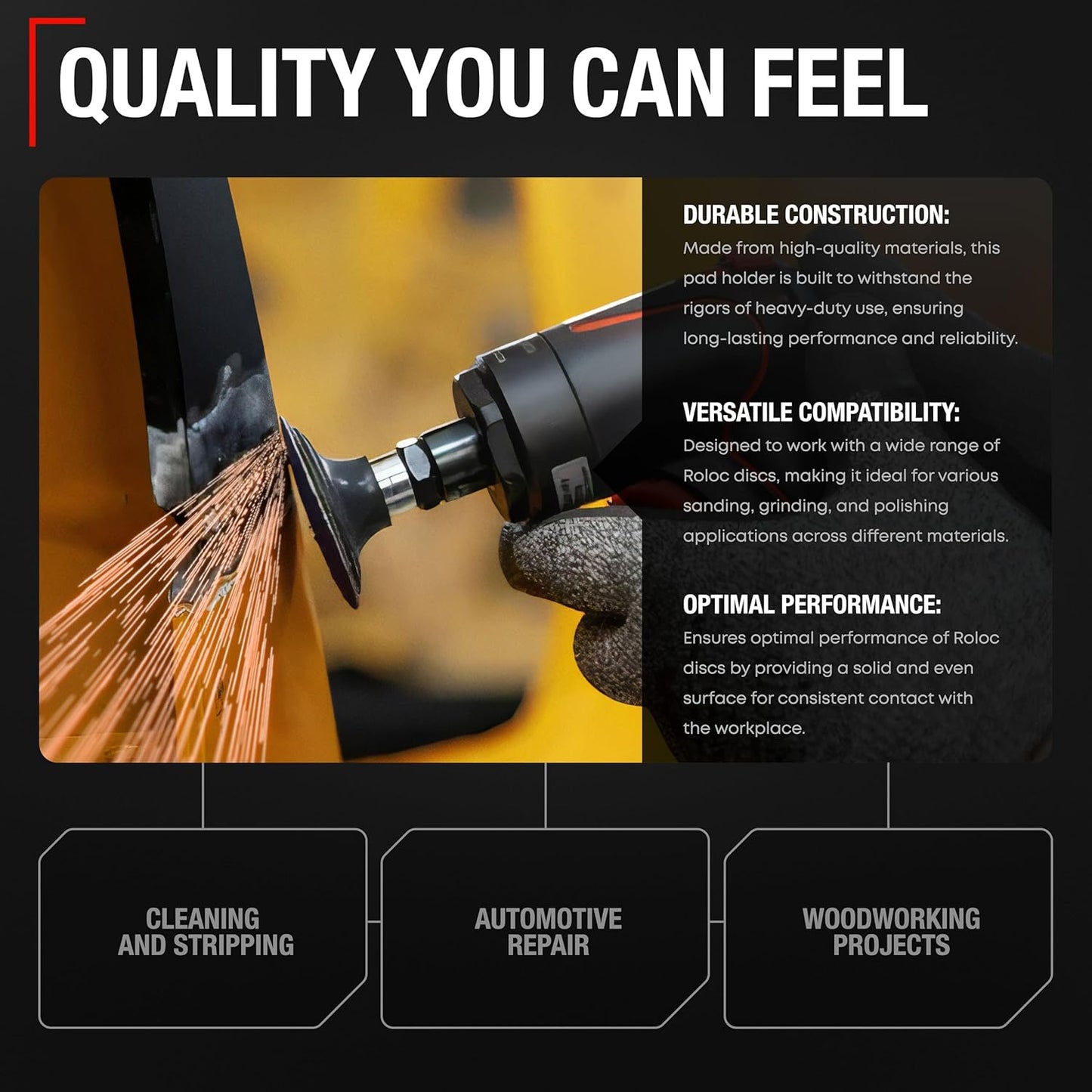 2-inch Conditioning Disc Pad Holder Assembly, Pack of 5-1/4'' Shank - Compatible with 3M ROLOC Scotch-Brite Brand Discs - Speed-Lok TR Quick-Change Attachment