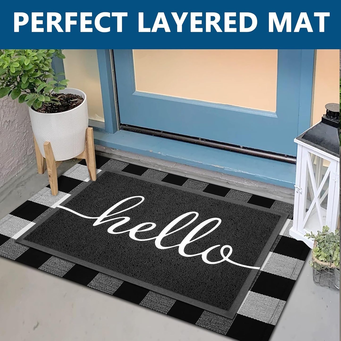 EARTHALL Funny Hello Mats Outdoor, Front Door Mat for Outside Entry, Doormat Outside/Inside Entrance, Front Door Rugs for Entryway Indoor, Outdoor Mats for Home Entrance, Front Porch Decor 20"x32"