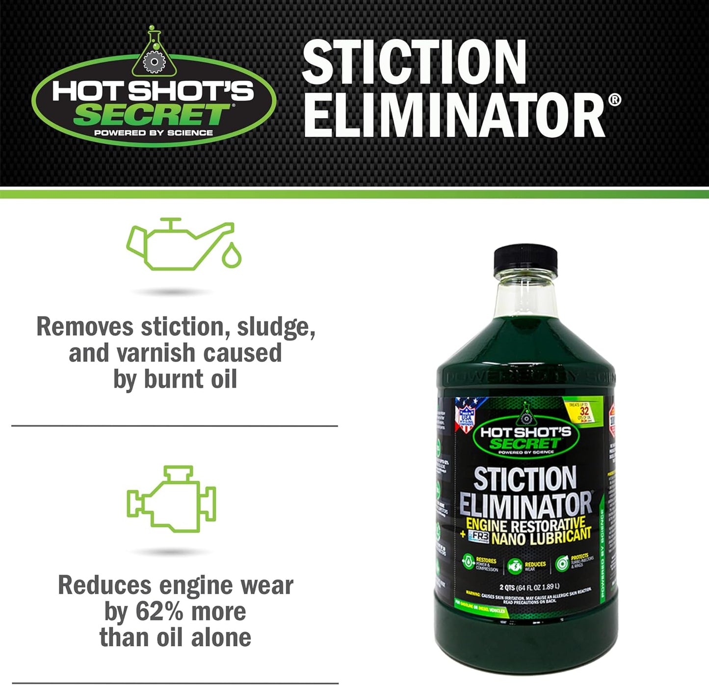 Hot Shot's Secret HSS64Z Original Stiction Eliminator 64 Fluid Ounce Bottle, Green