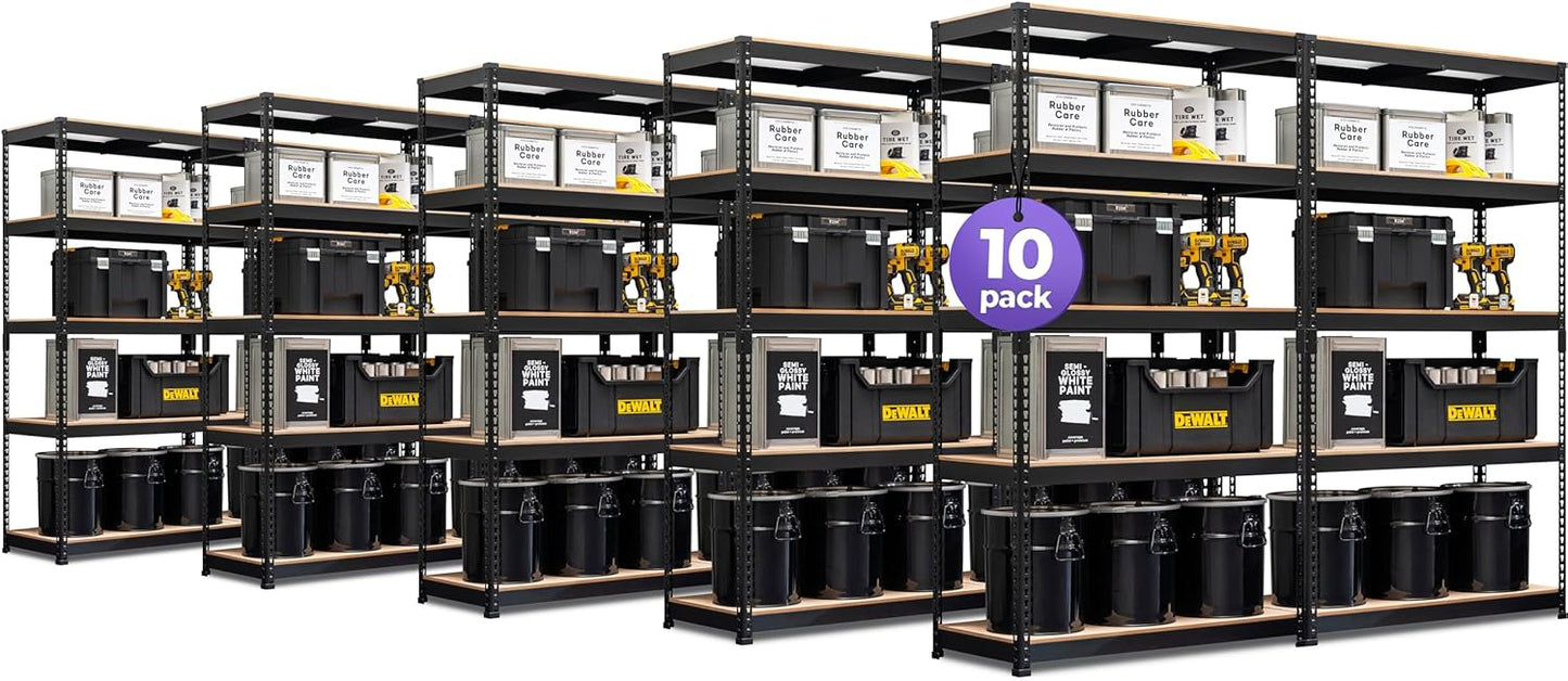 HOMEDANT 5-Tier Laminated Boltless Heavy Duty Metal Shelving Unit Adjustable Garage Storage Utility Rack Shelves Organization Shelf Warehouse Industrial 39.8" W x 18.2" D x 71.3" H 10Pack