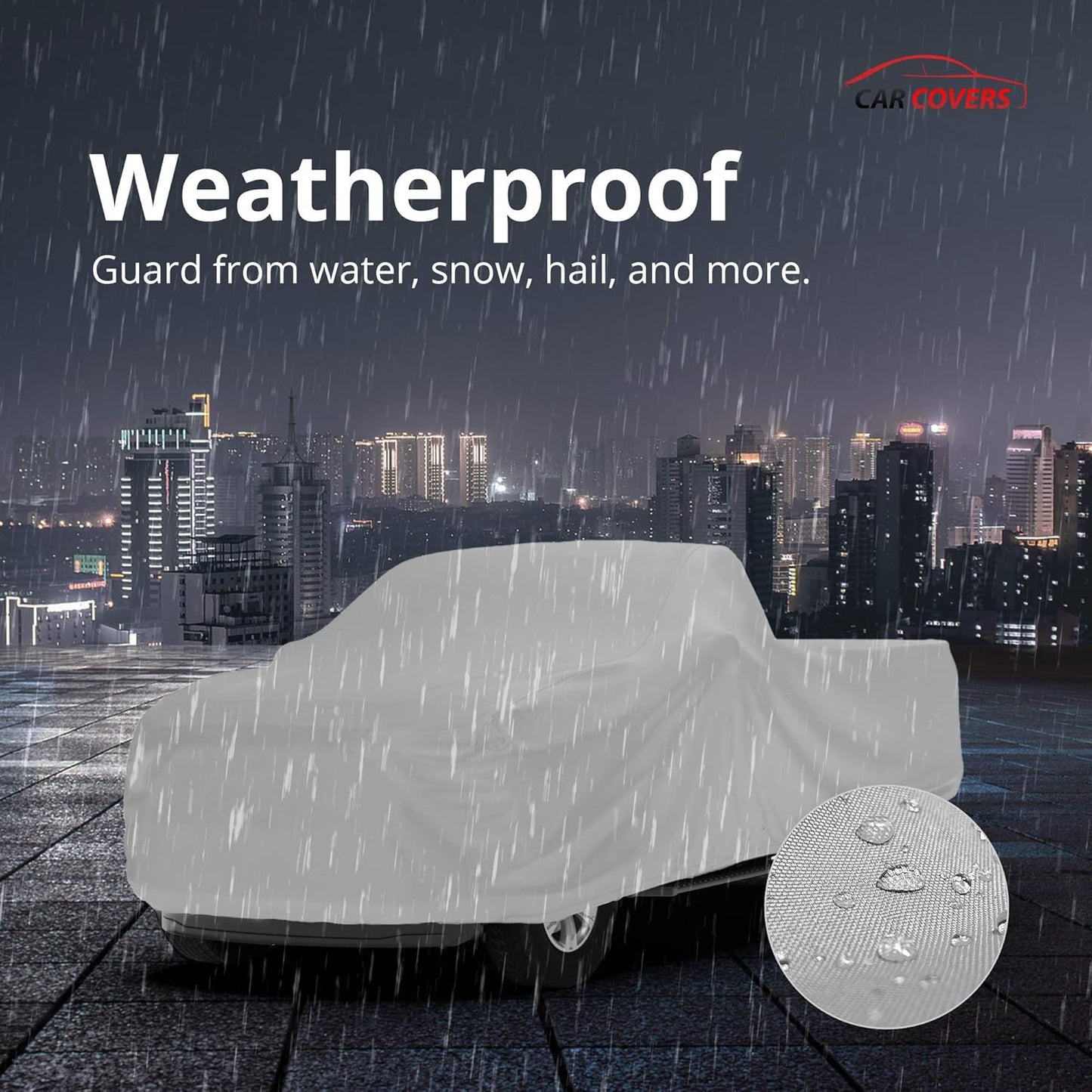 Car Covers Weatherproof Max Truck Cover & Warranty Compatible with Ford 1953-1956 F-100 Regular Cab, 6.5'– Outdoor Cover, Prevents Theft with Cable Lock