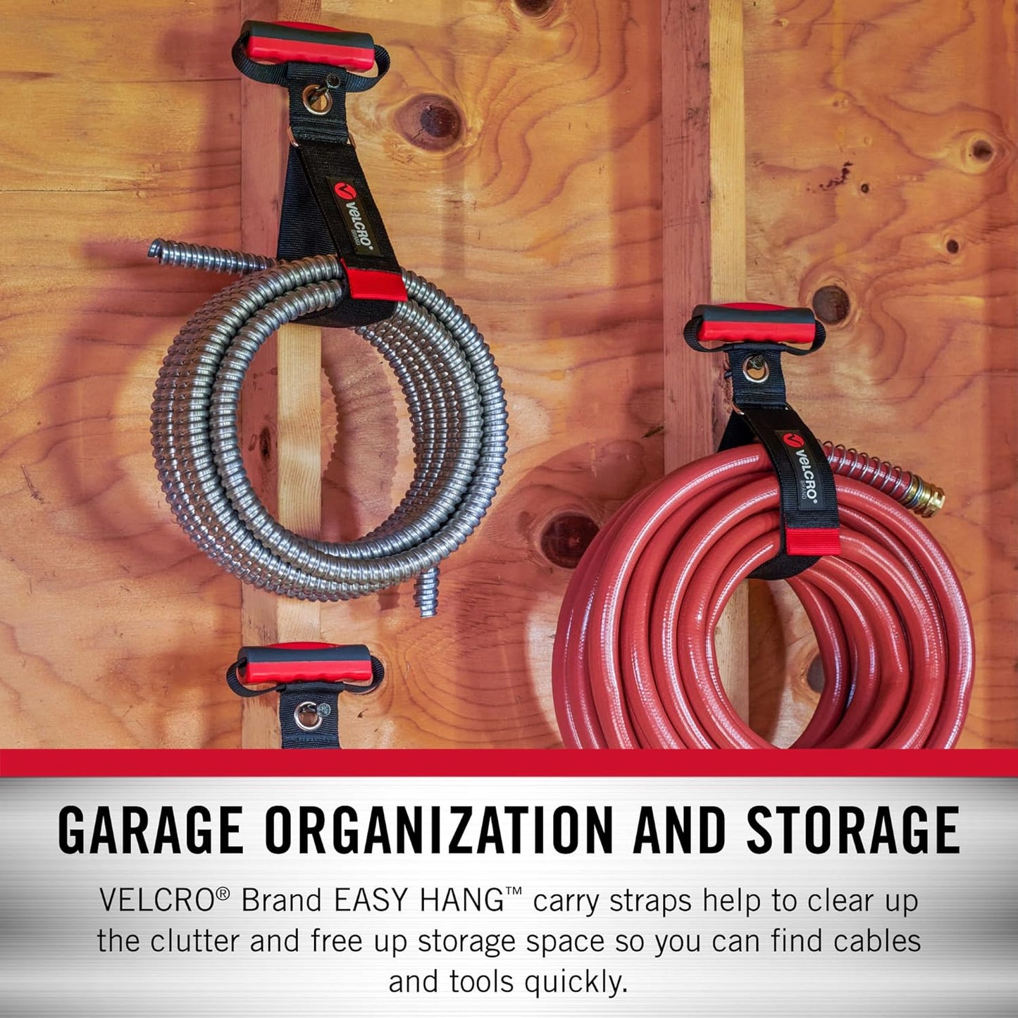 VELCRO Brand Heavy Duty Carrying Strap with Handle | Holds 100 Pounds | Extension Cord Storage, Easily Transport or Hang Garden Hoses | Durable Garage Organization | Medium, Wraps 5.5 Inch Diameter