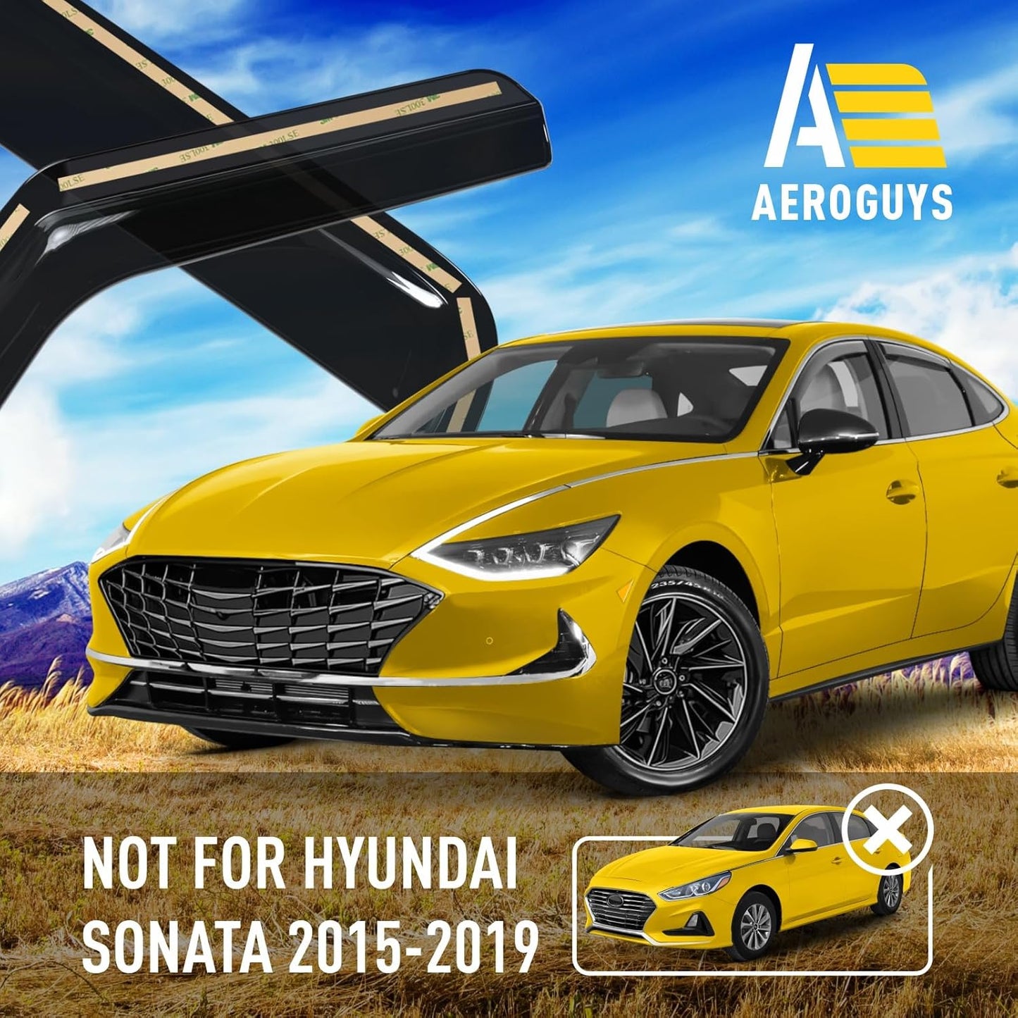 Extra Durable Window Deflectors in-Channel Window Visors Rain Guards Fit for Hyundai Sonata 2020-2025, Sun Visors, Wind Vent for Shades, Exterior Car Accessories - 4pcs. AG0802