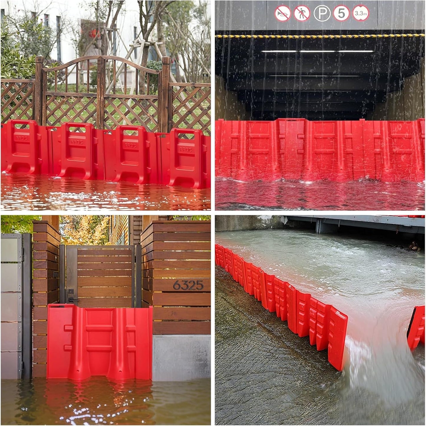 Flood Prevention Barrier, ABS L-Type Baffle Water Barrier Reusable, Door Flood Barriers for Home, Removable Combined for Garage Doors, Warehouses, Basements and School (11pcs)