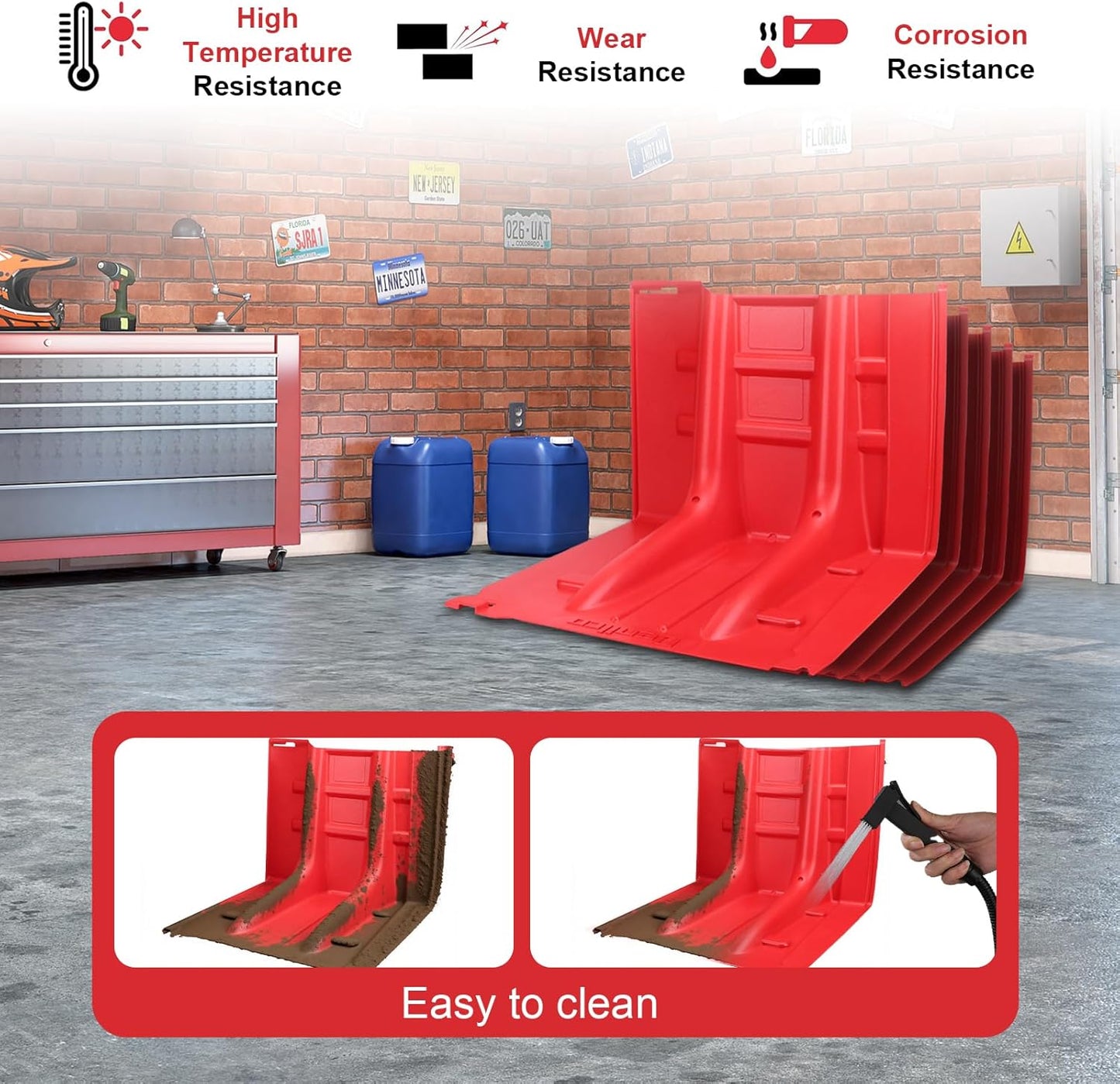 Flood Prevention Barrier, ABS L-Type Baffle Water Barrier Reusable, Door Flood Barriers for Home, Removable Combined for Garage Doors, Warehouses, Basements and School (16pcs)