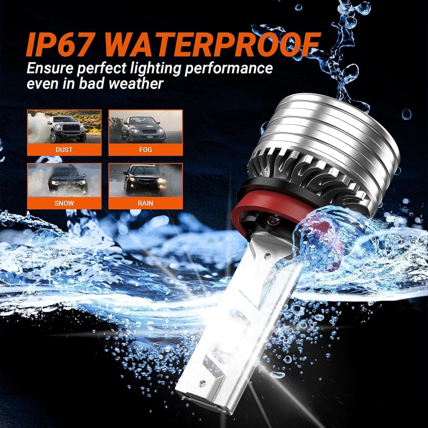 SEALIGHT X4I H7 Bulbs, 55000LM Super Bright H 7 Fog Bulbs with Adjustable Lock Ring, Cooling Fan, Plug and Play, Pack of 2