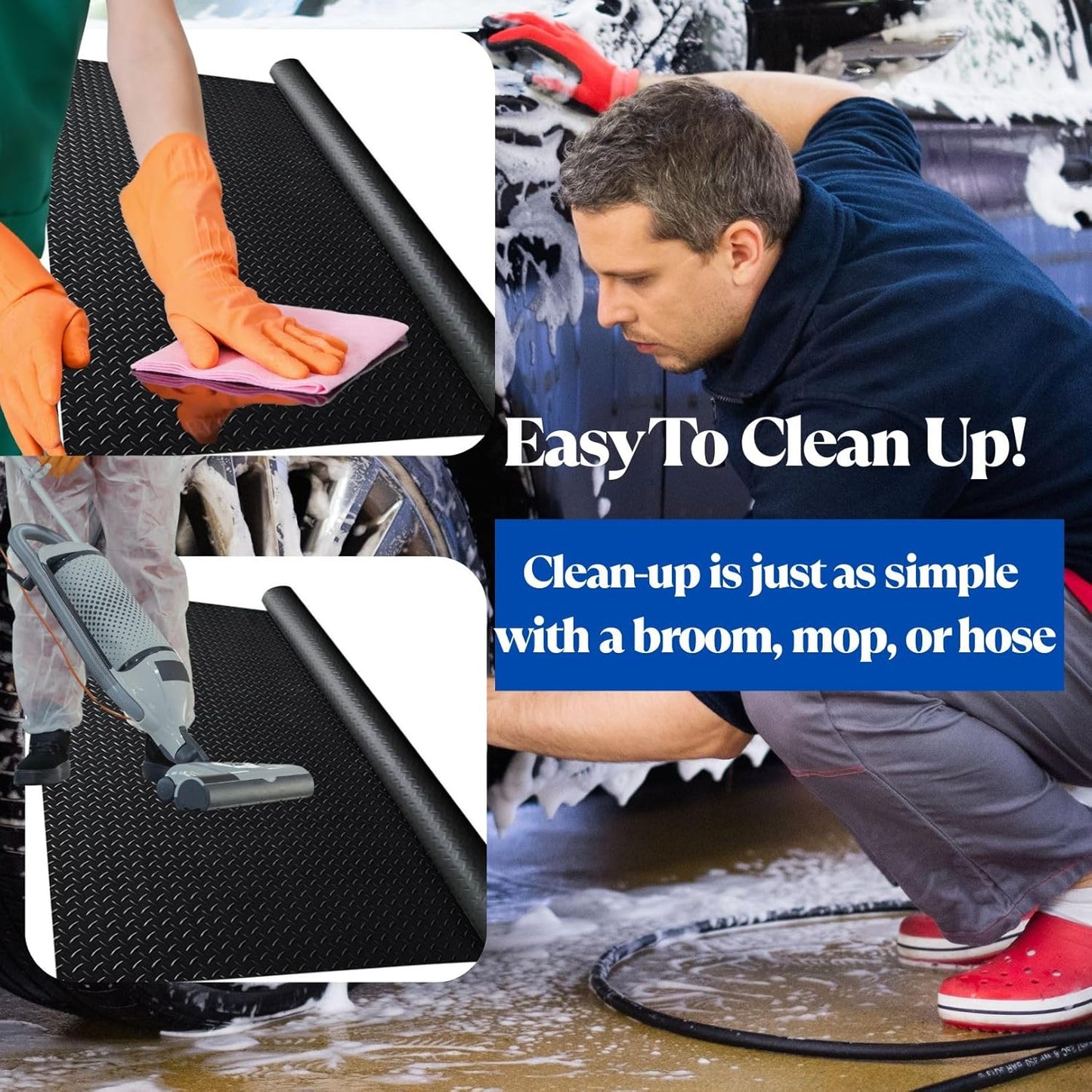 BESEA 4 x 6 FT Garage Floor Mat, Heavy Duty Diamond Plate Rubber Parking Mat – Waterproof, Oil-Resistant, Anti-Slip Flooring Roll for Under Car, Home Garage or Workshop,1/8" Thick