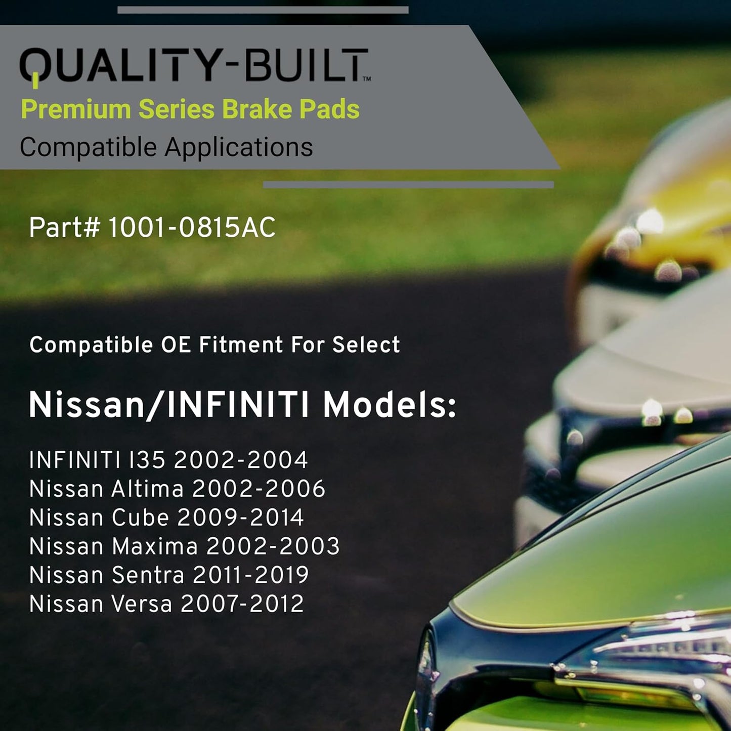 Premium Ceramic Front Brake Pads (1001-0815AC) Compatible with INFINITI I35 2004-2002, Nissan Altima 2006-2002, Cube 2014-2009, Maxima 2003-2002, Sentra 2019-2011, Versa 2012-2007