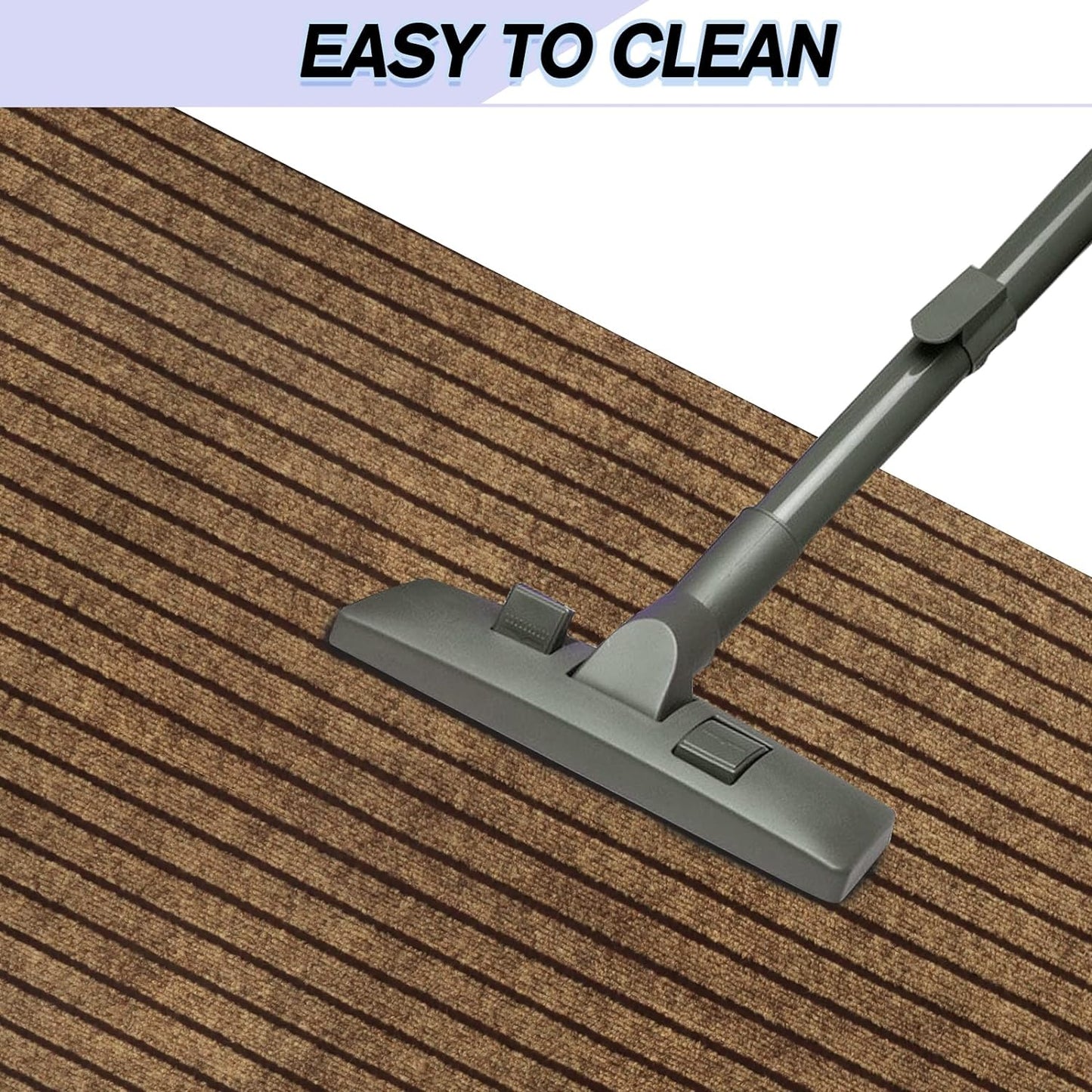 Custom Size Backed Non-Slip Area Rugs Runner, Easy Clean, Waterproof Runner Rugs for Hallway Entryway, Kitchen, Laundry, 4FT x 77FT, Brown Stripe